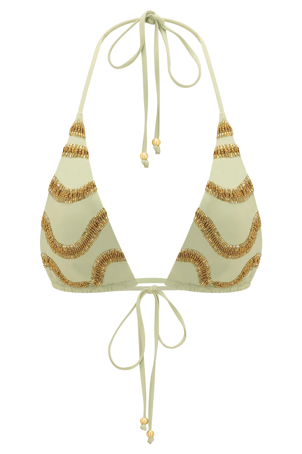 Robyn Beaded Triangle Bikini Top - Sage