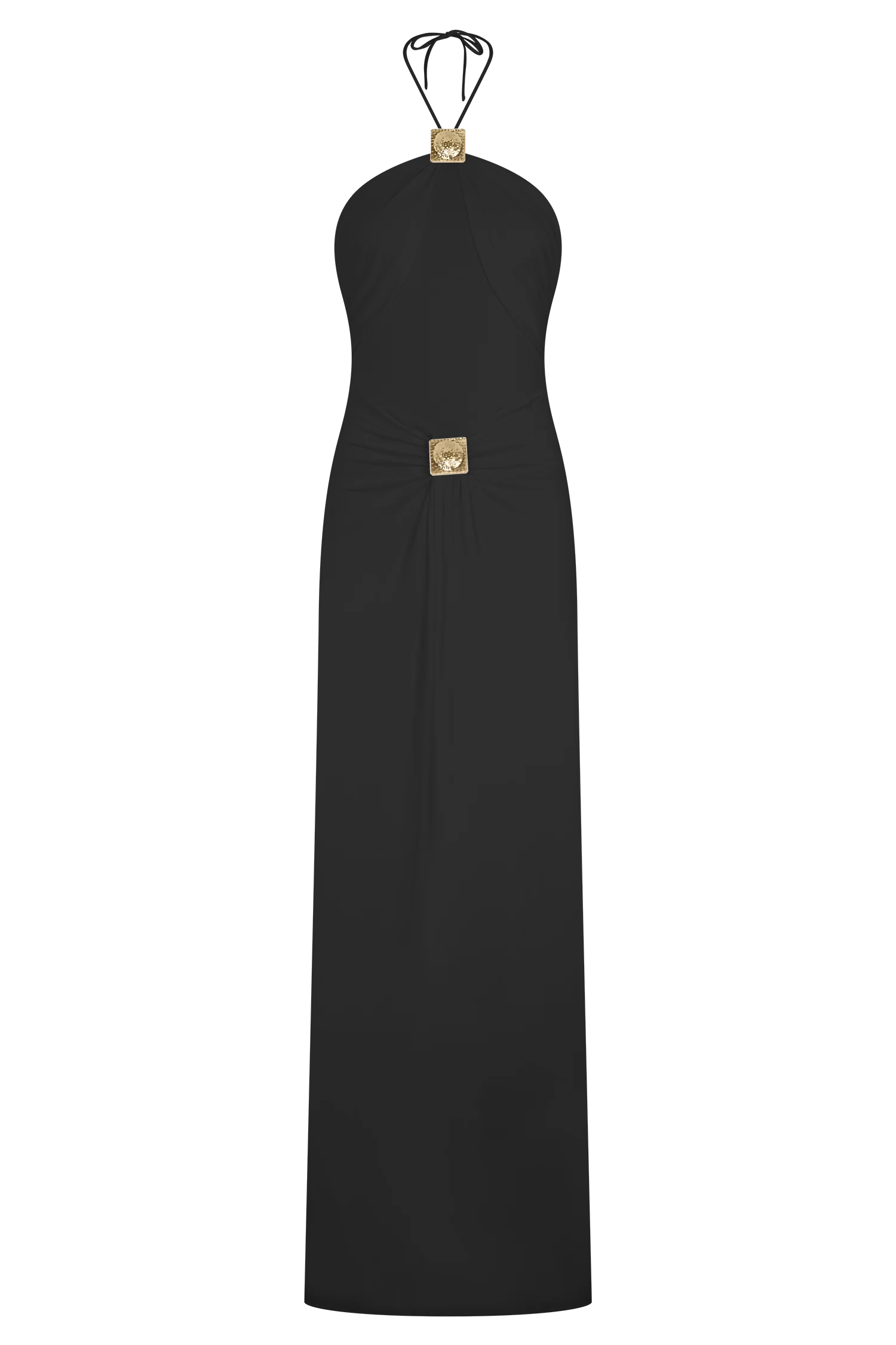 Quincy Halter Maxi Dress With Hardware - Black