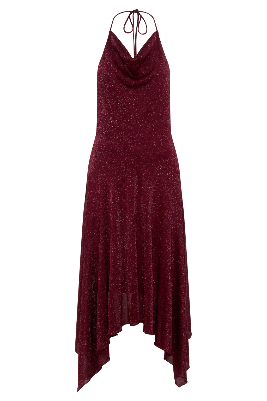 Sylvie Lurex Hankie Midi Dress - Wine