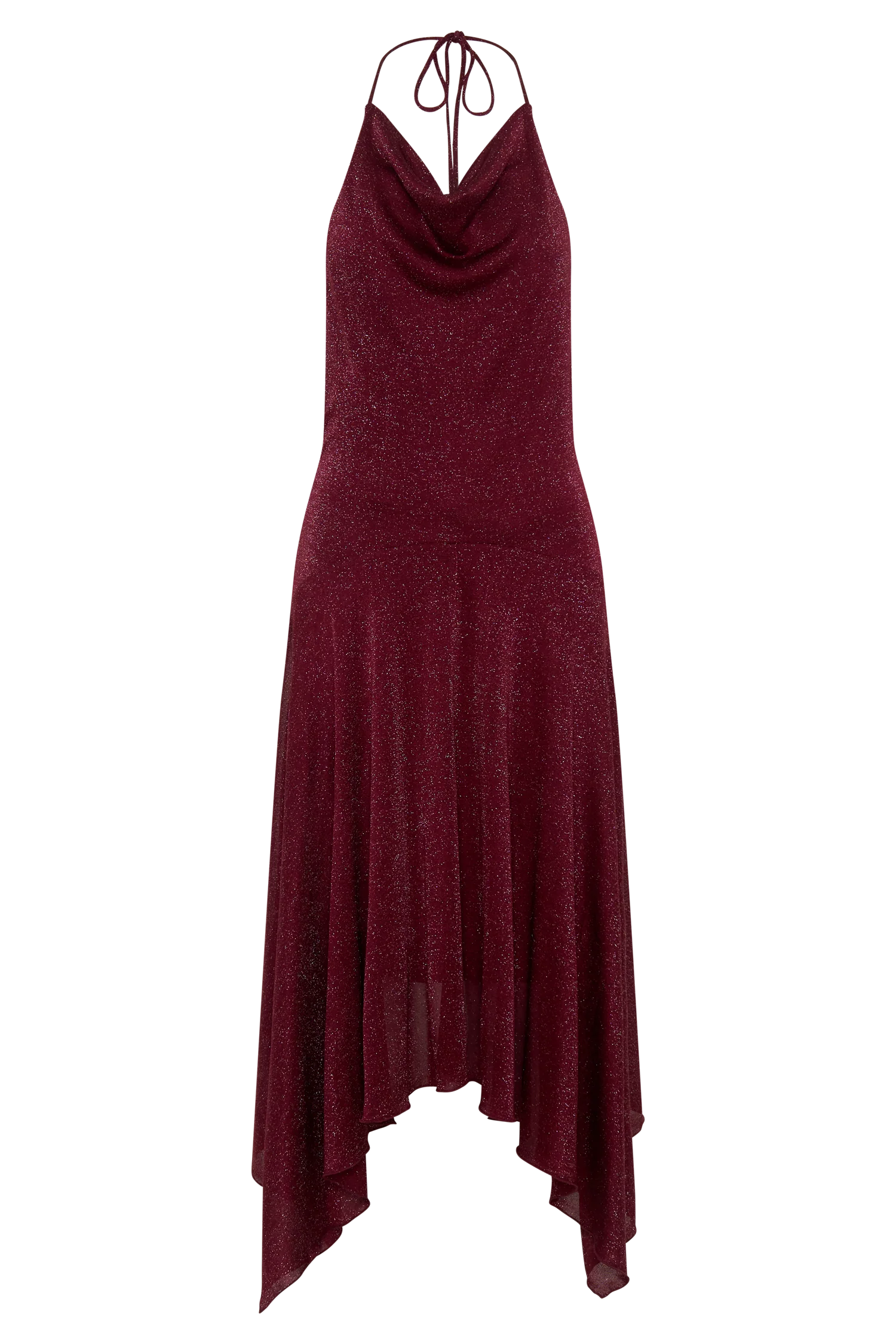 Sylvie Lurex Hankie Midi Dress - Wine