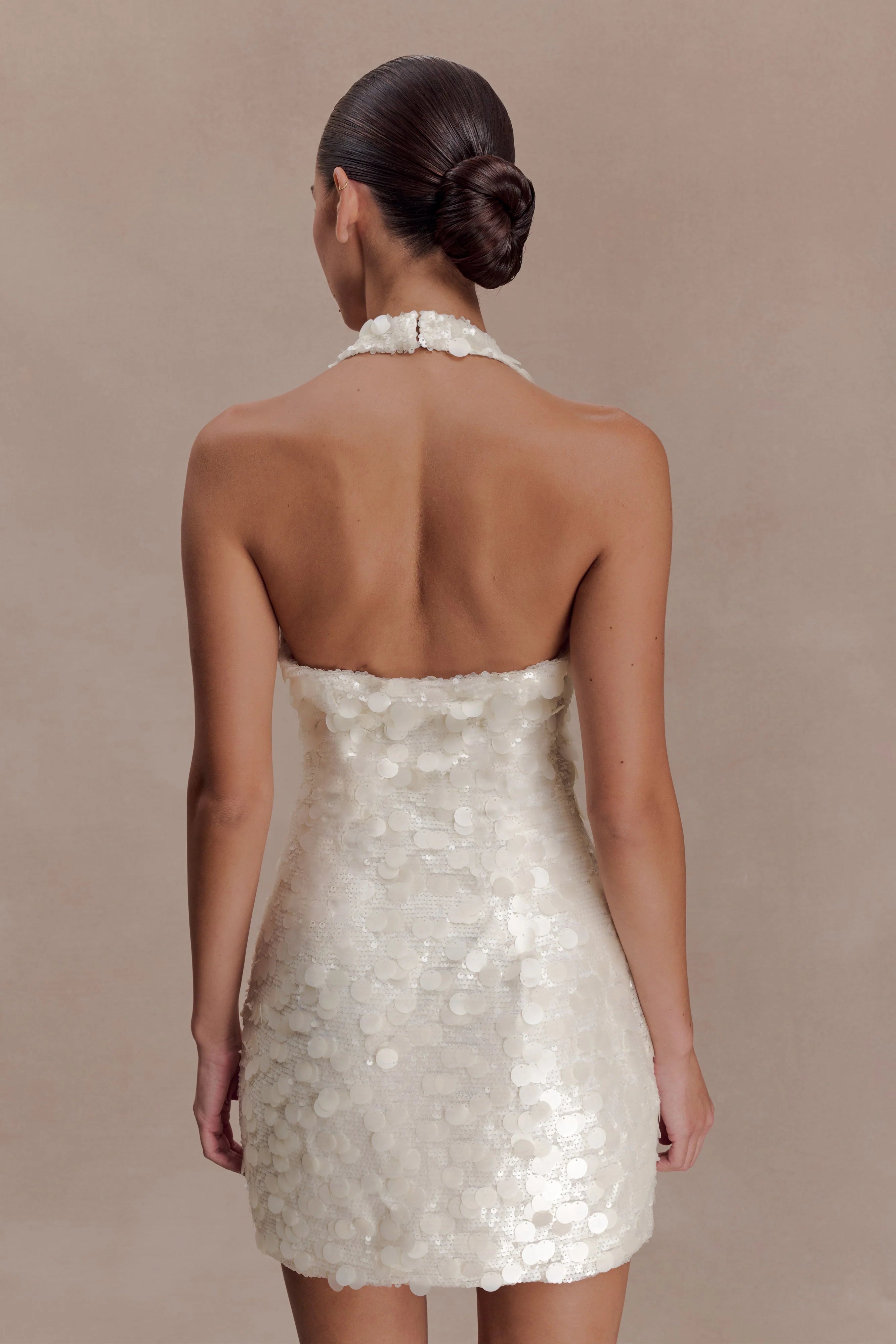 Caralee Sequin Halter Mini Dress - Ivory