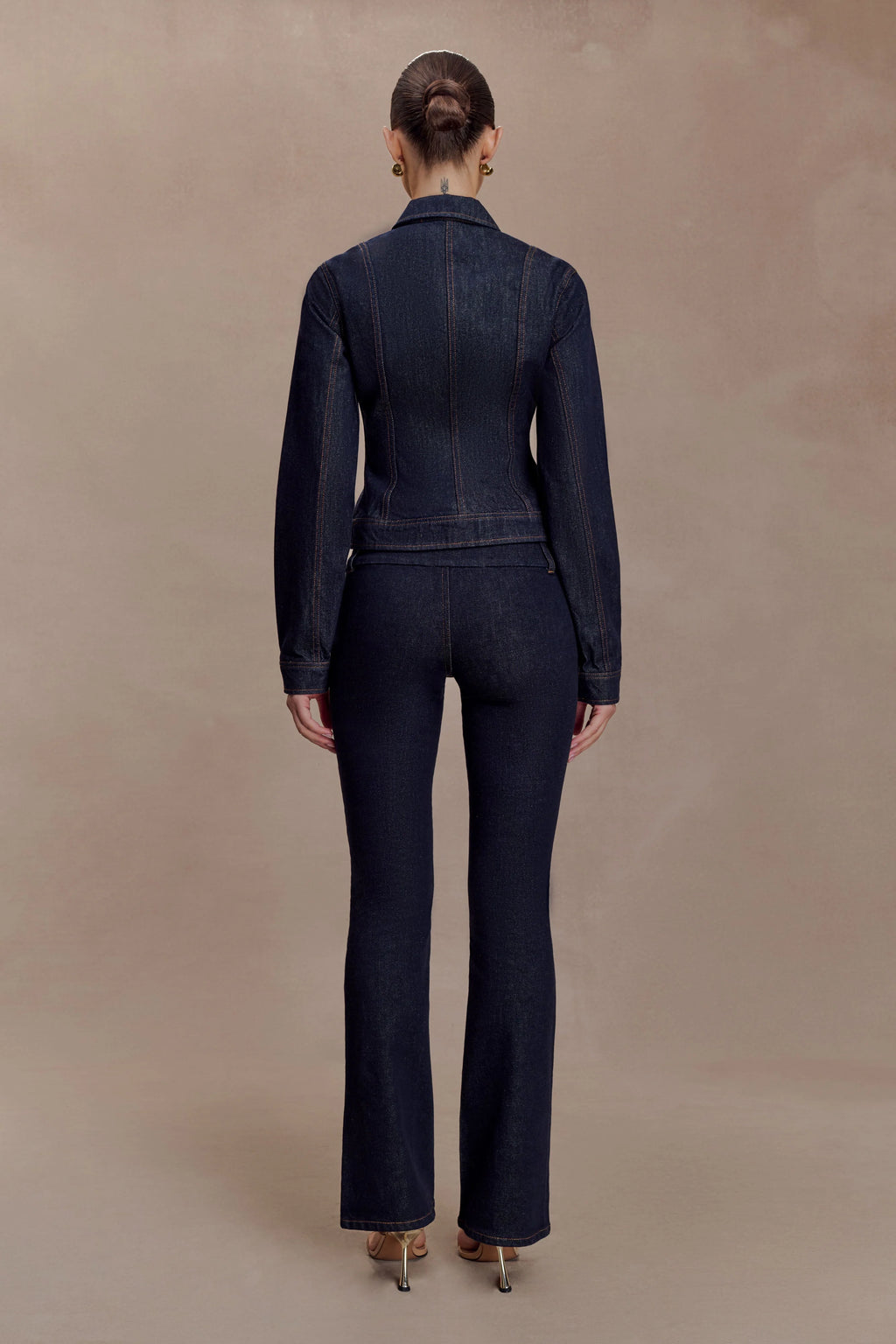 Shelly Flared Denim Jeans - Washed Indigo Blue