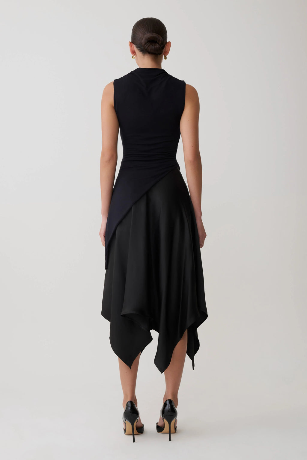 Suong High Neck Gathered Top - Black