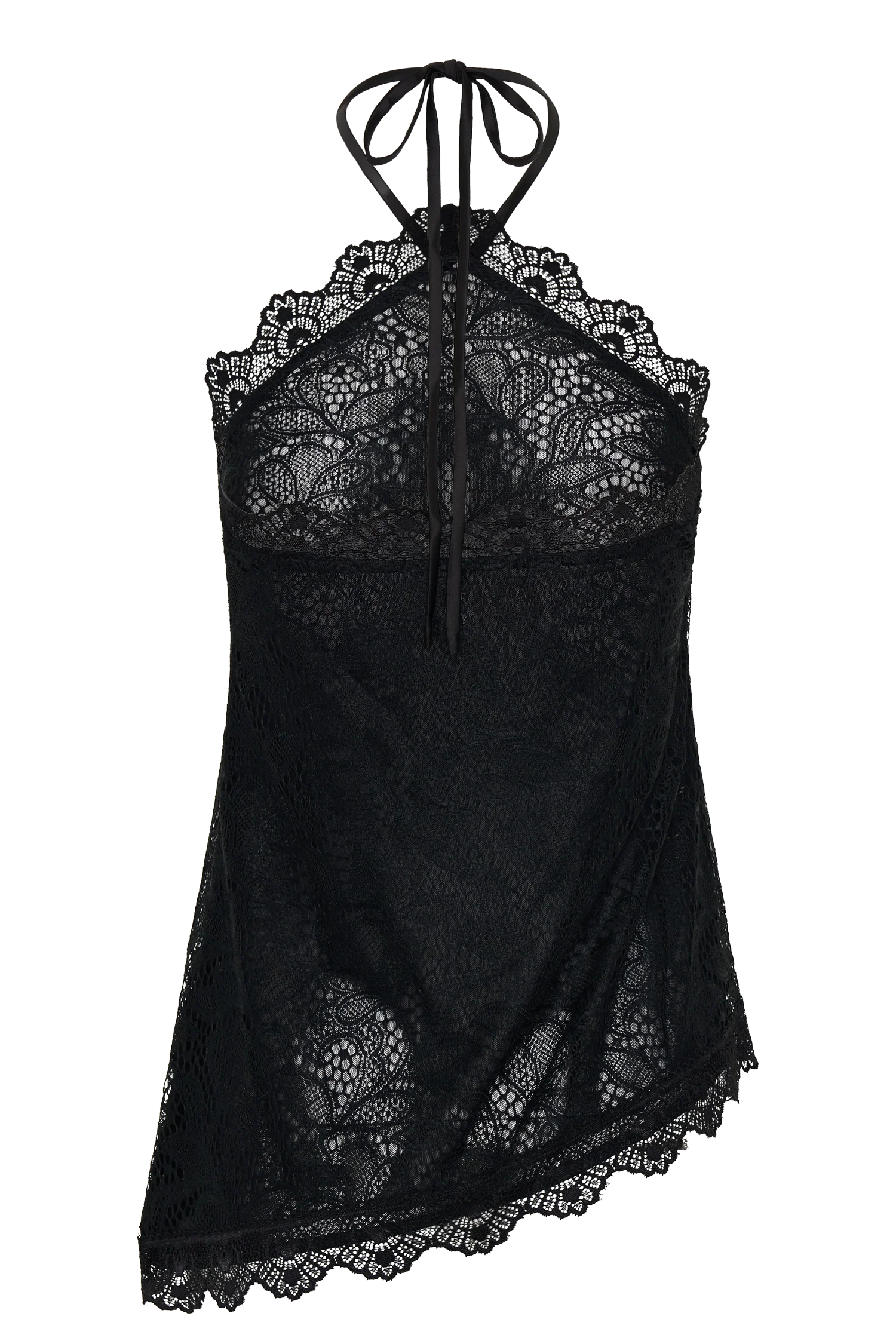 Theodosia Asymmetric Lace Halter Top - Black