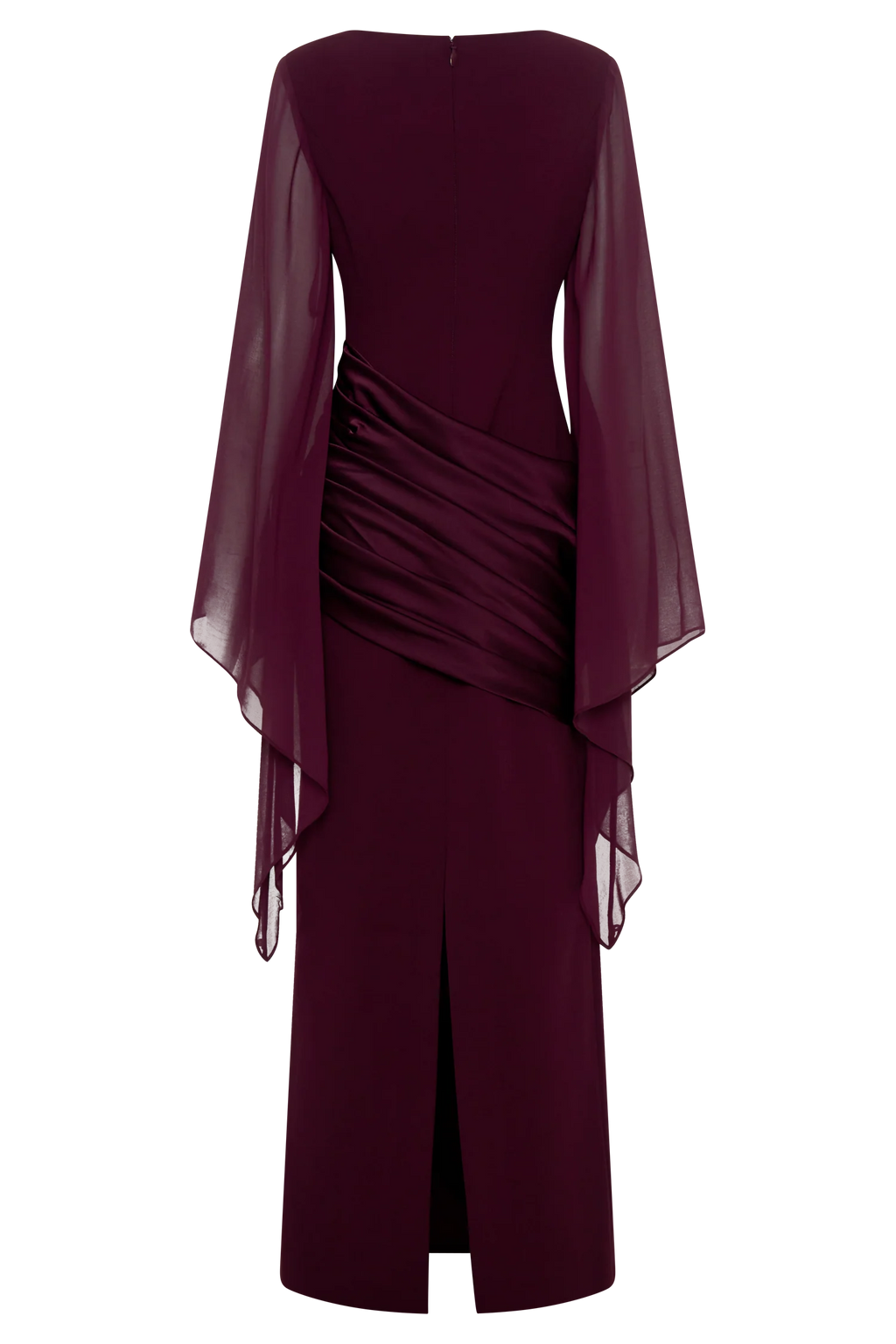 Samantha Waterfall Sleeves Maxi Dress - Wine