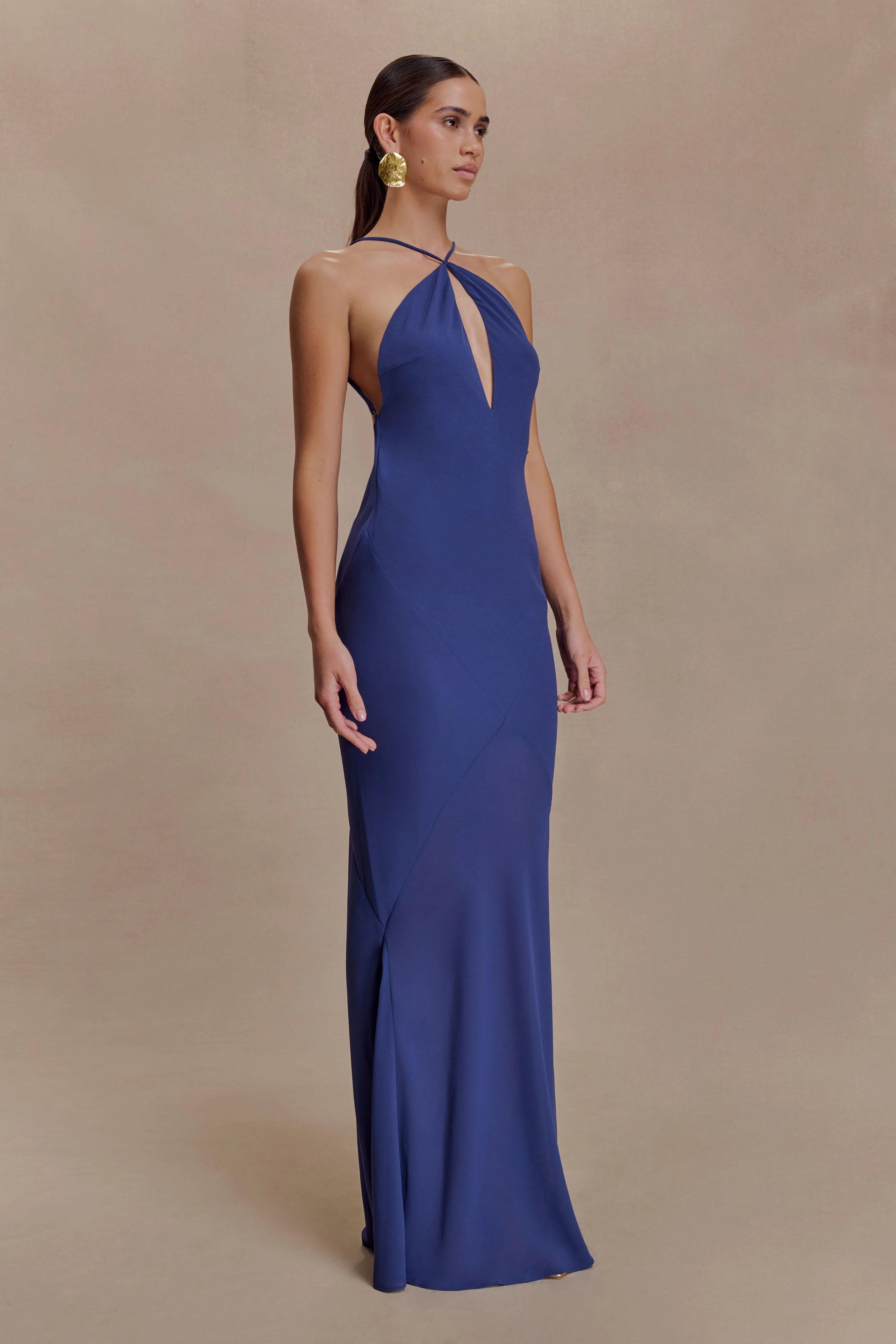 Nerea Slip Halter Maxi Dress - Purple Ink