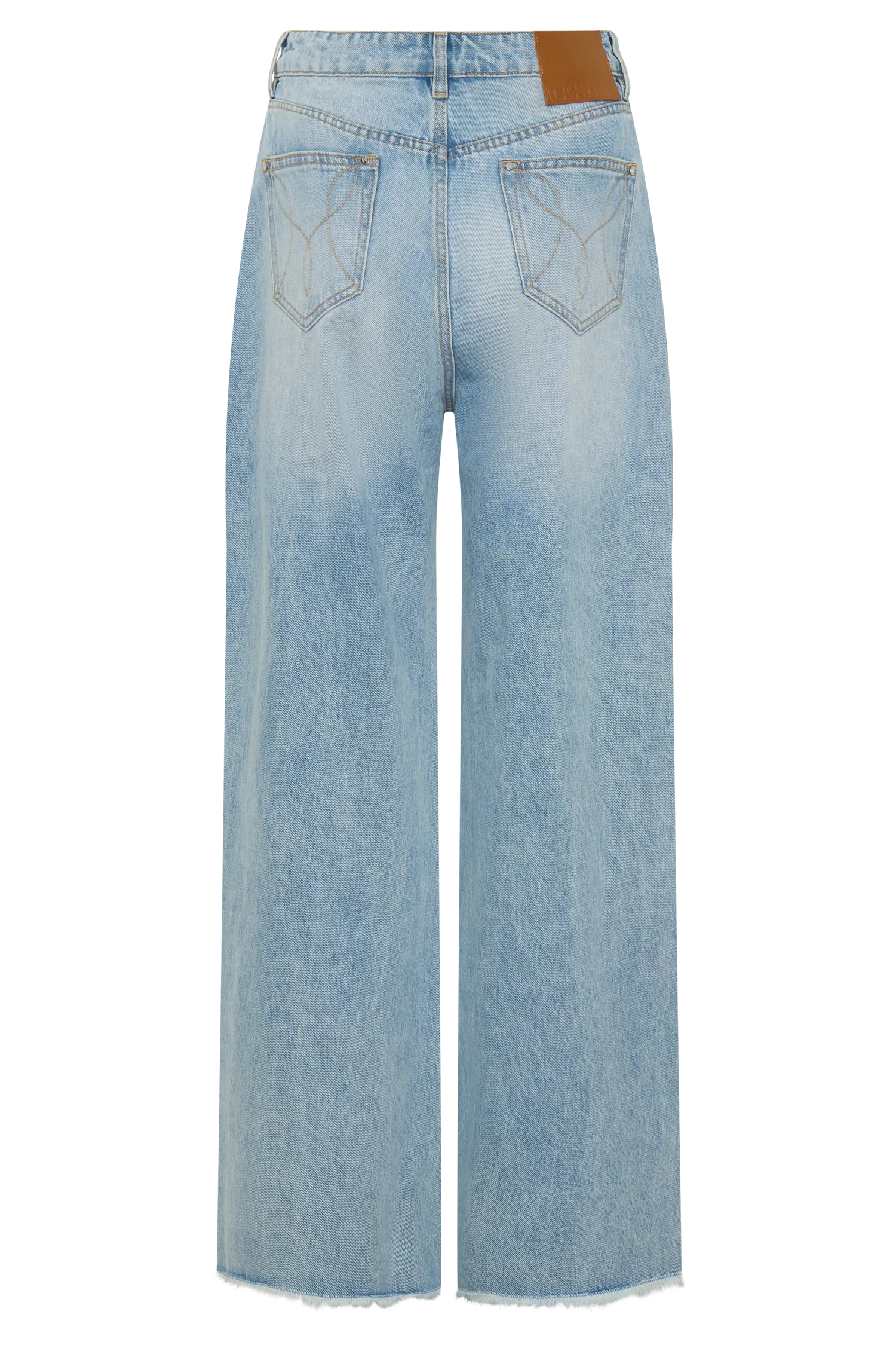 Sebastian Straight Leg Denim Jeans With Fray Hem - Washed Light Blue