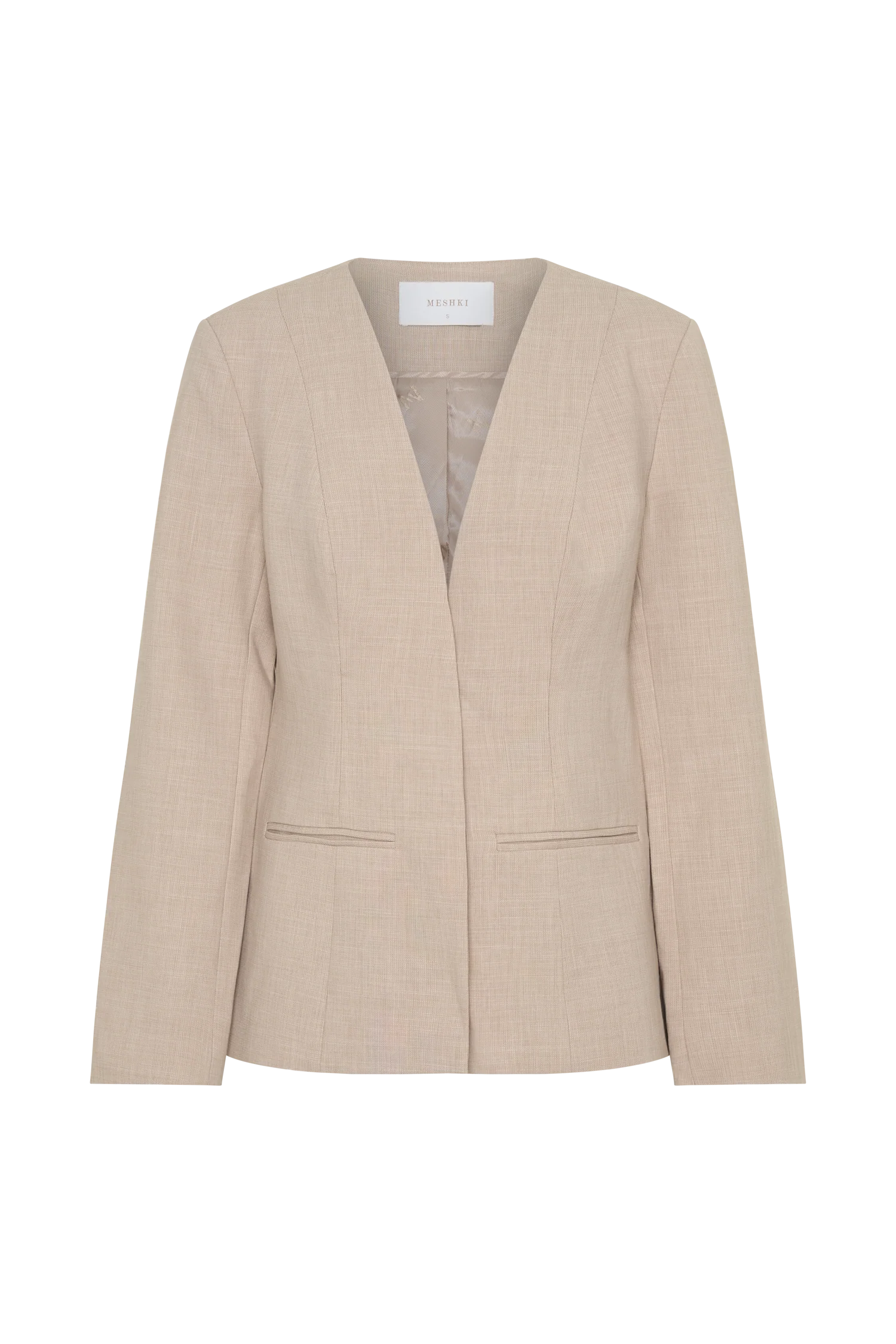 Solenne Collarless Suiting Blazer - Natural Marle