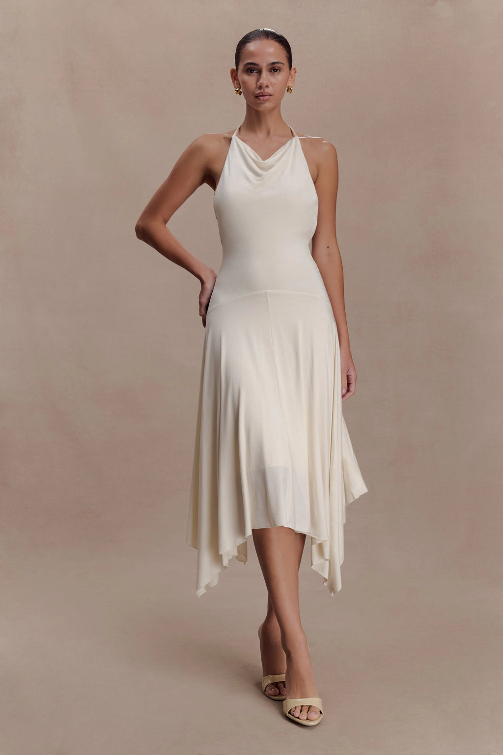 Sylvie Modal Hankie Midi Dress - Ivory