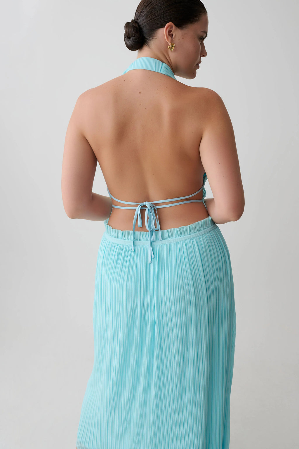 Thien Cowl Halter Midi Dress - Blue
