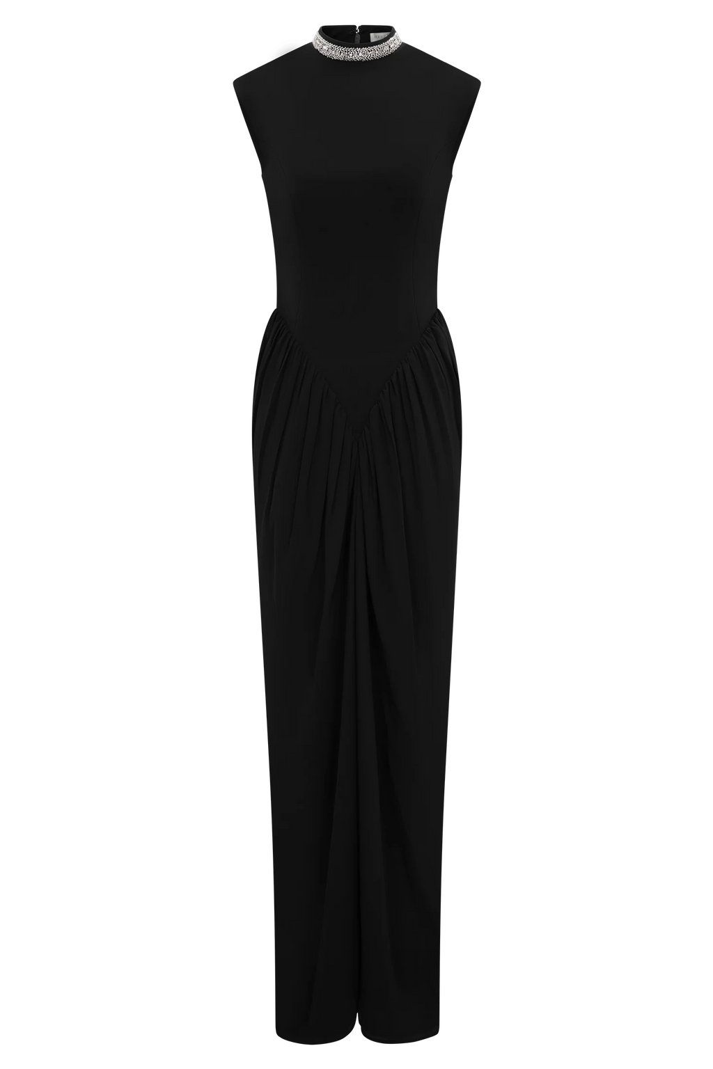Elisa Diamante Neck Maxi Dress - Black