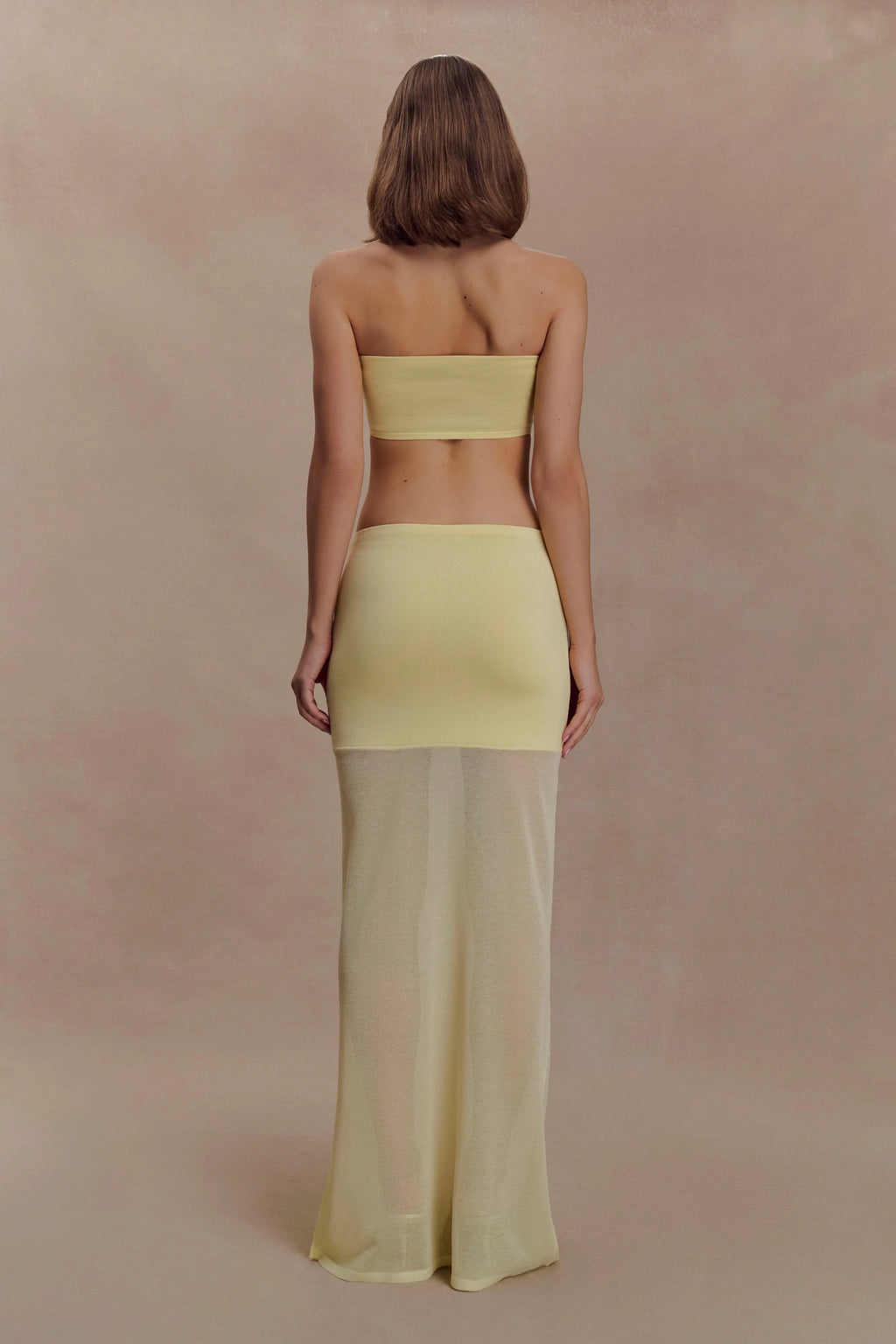 Tanyel Sheer And Bandage Knit Maxi Skirt - Lemon