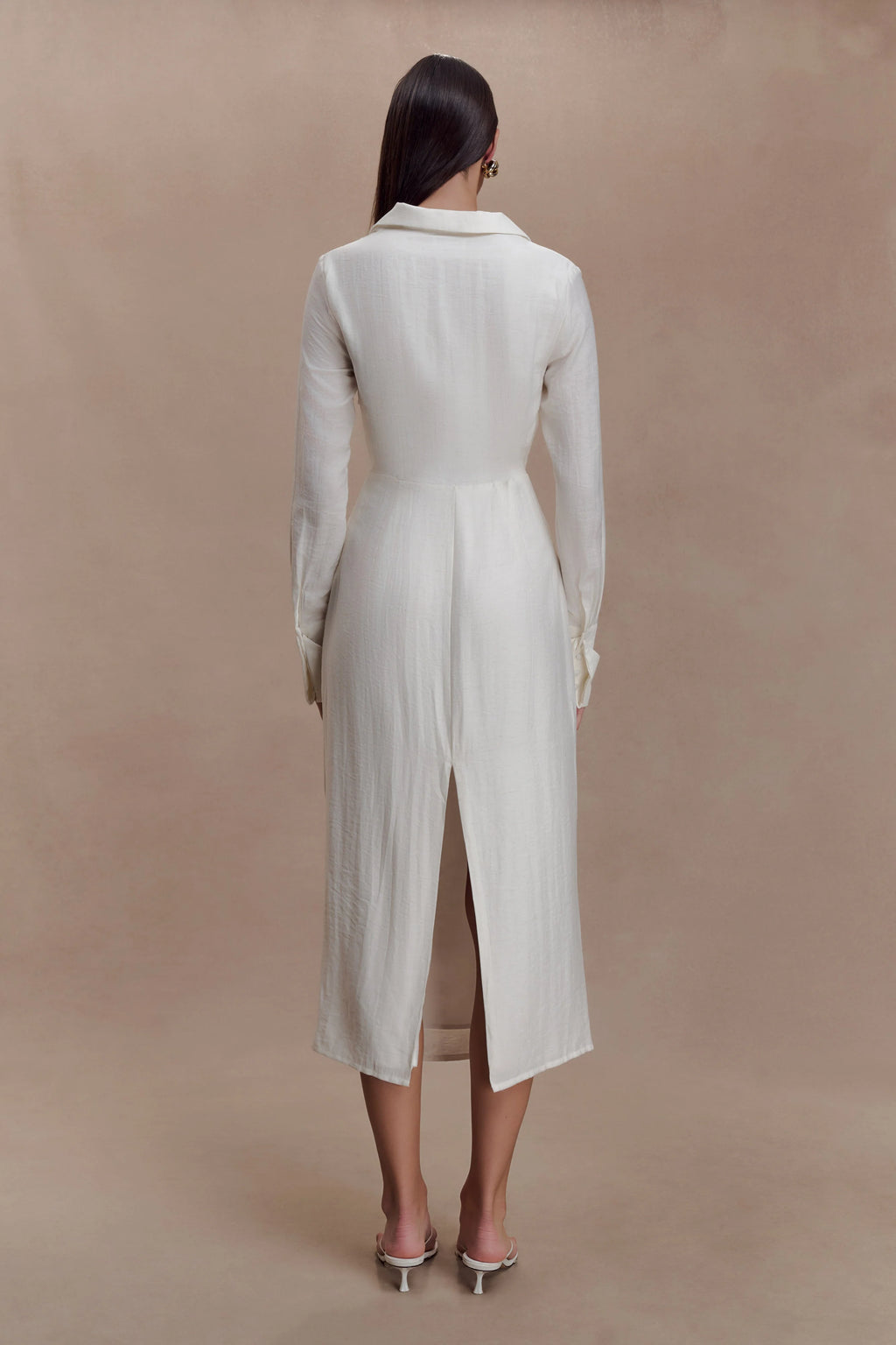 Cecilie Cut Out Shirt Midi Dress - White