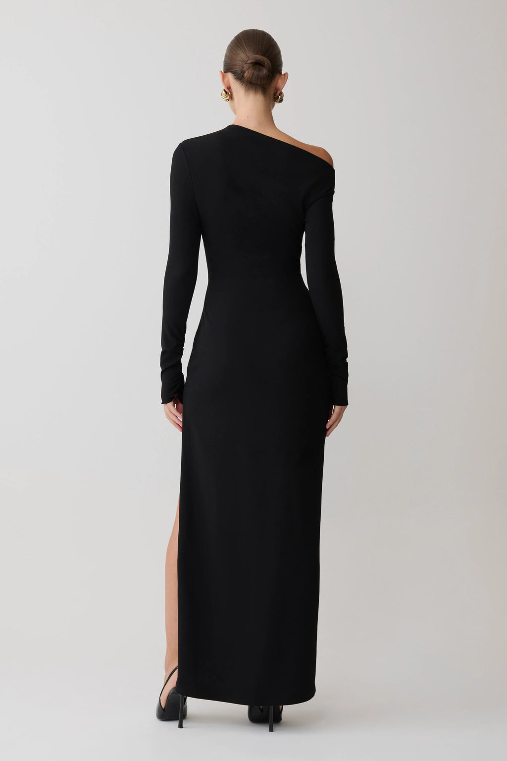 Thalyn Crepe Maxi Dress With Split - Black