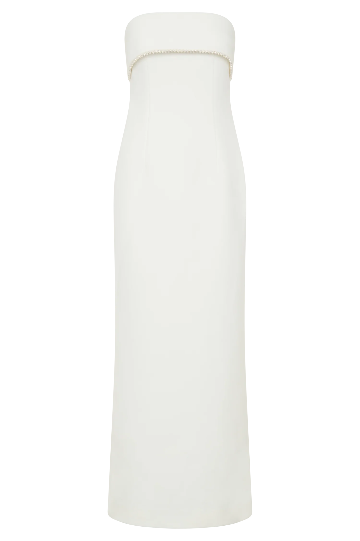 Sloane Strapless Maxi Dress With Pearls - White