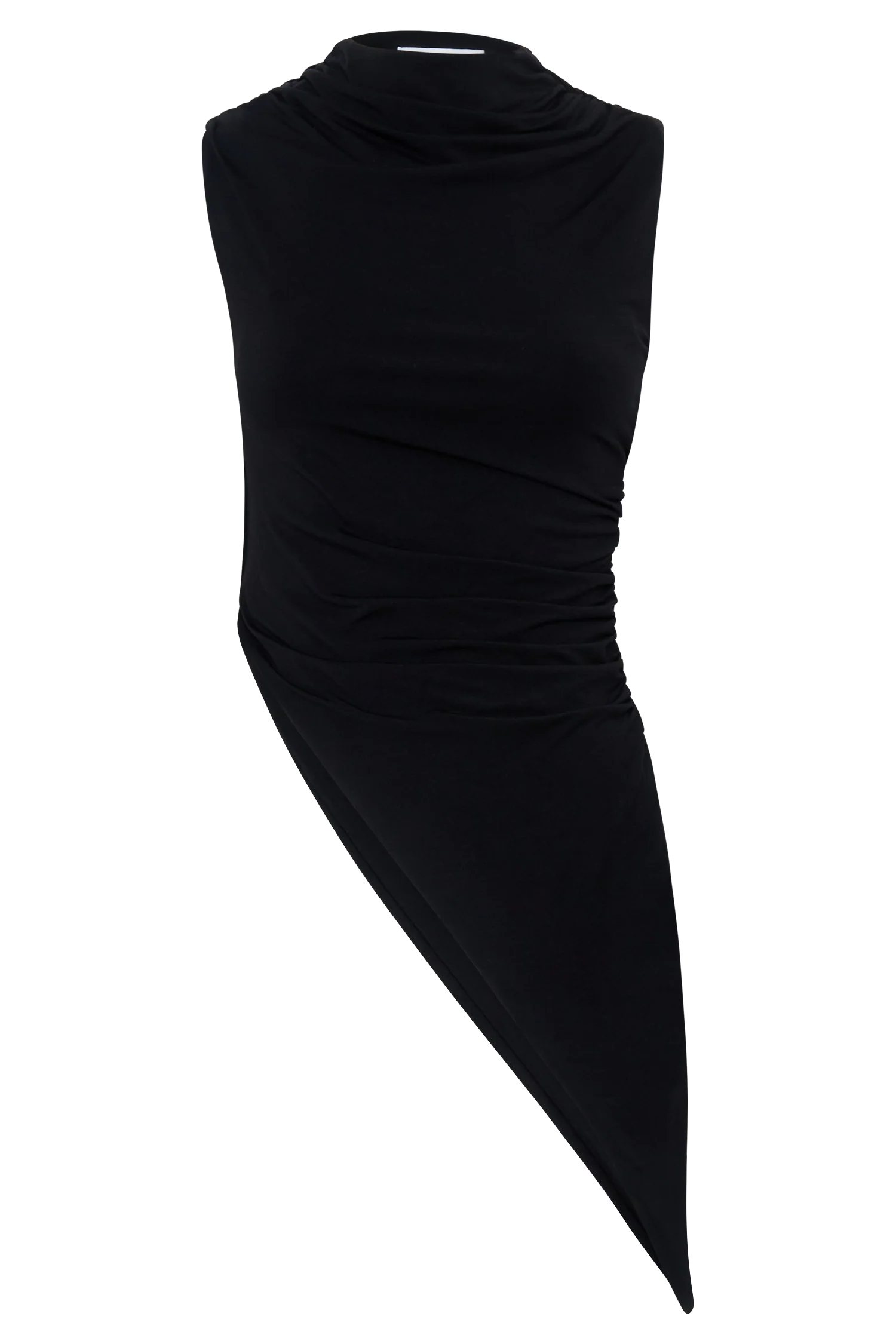Suong High Neck Gathered Top - Black