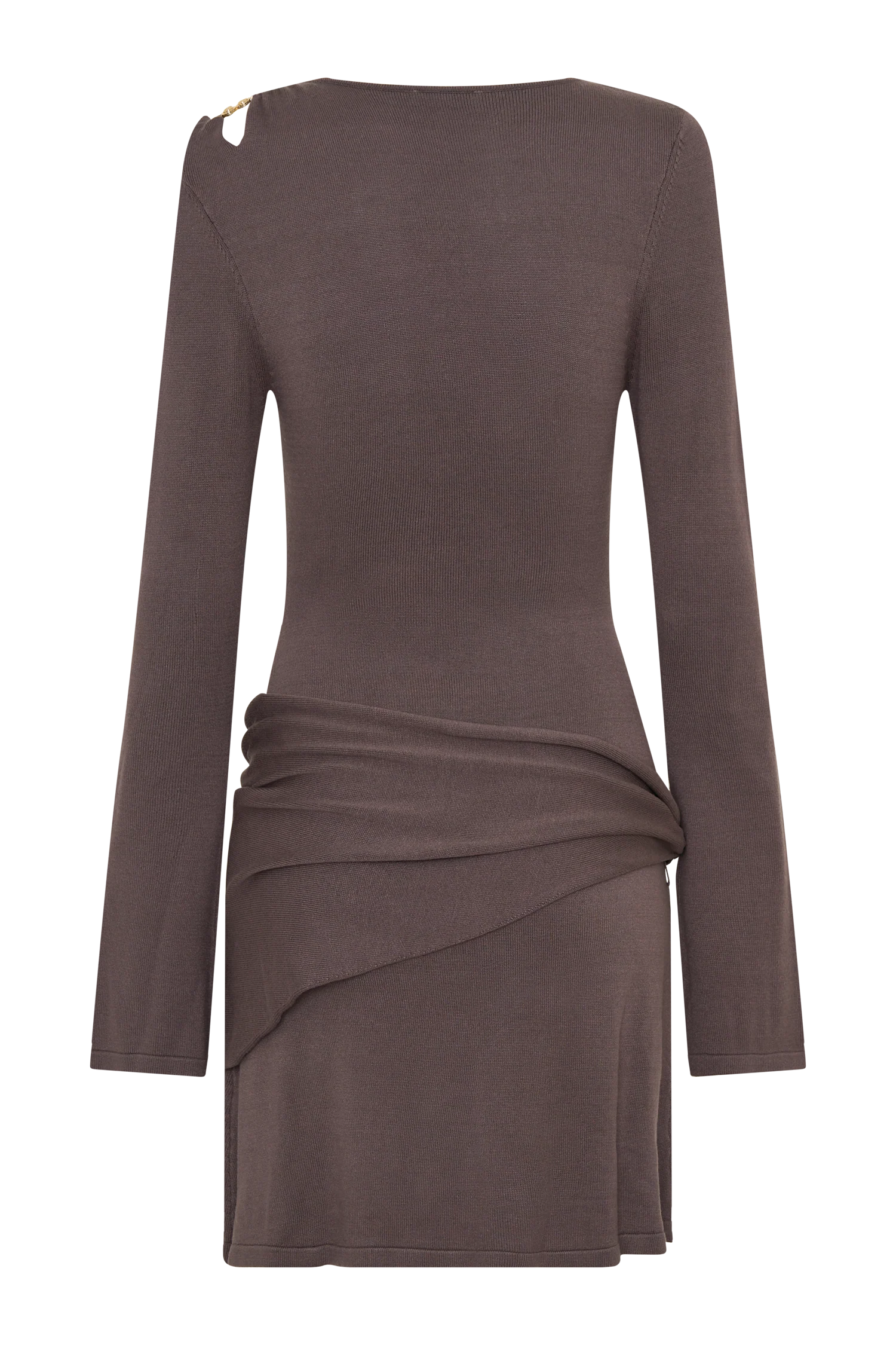 Cresida Knit Long Sleeve Mini Dress With Hardware - Peppercorn