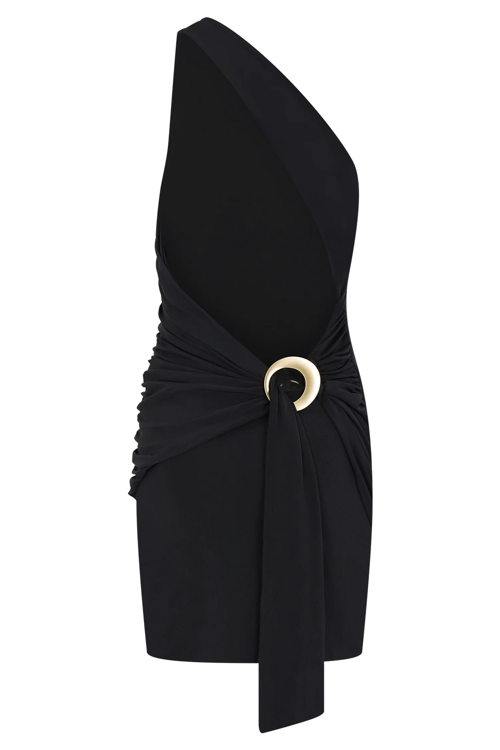 Claudette Slinky Mini Dress With Hardware - Black