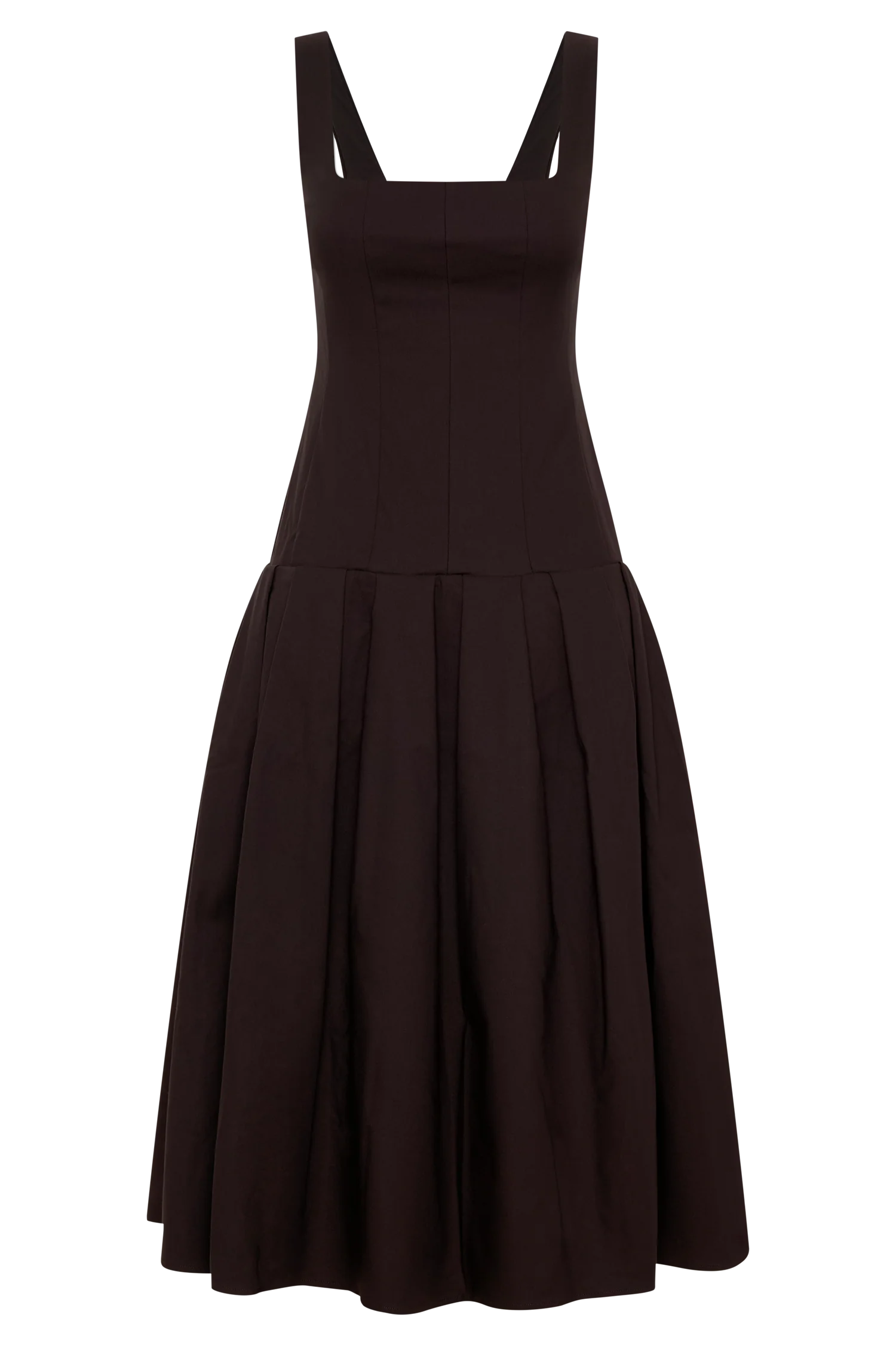 Natascha Drop Waist Cotton Midi Dress - Chocolate