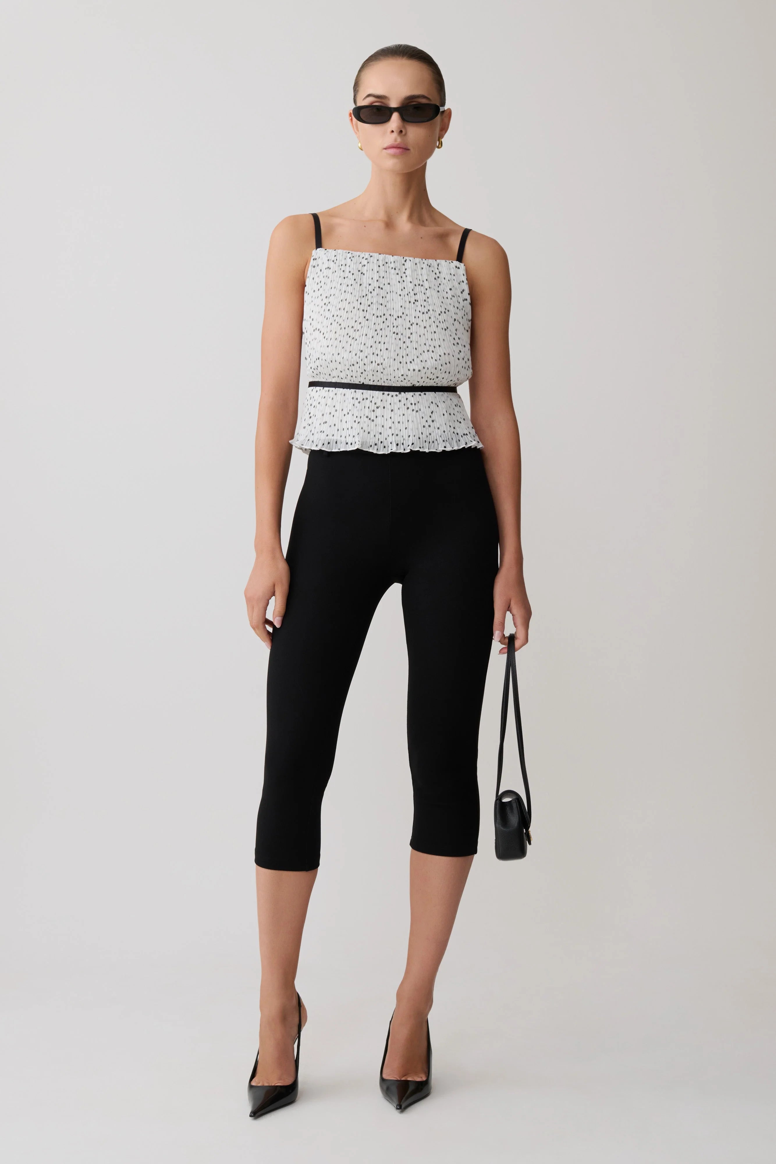 Lilou Pleated Sleeveless Top - Polka Dot