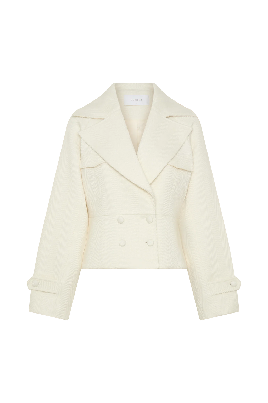 Elara Cropped Collared Jacket - Ivory