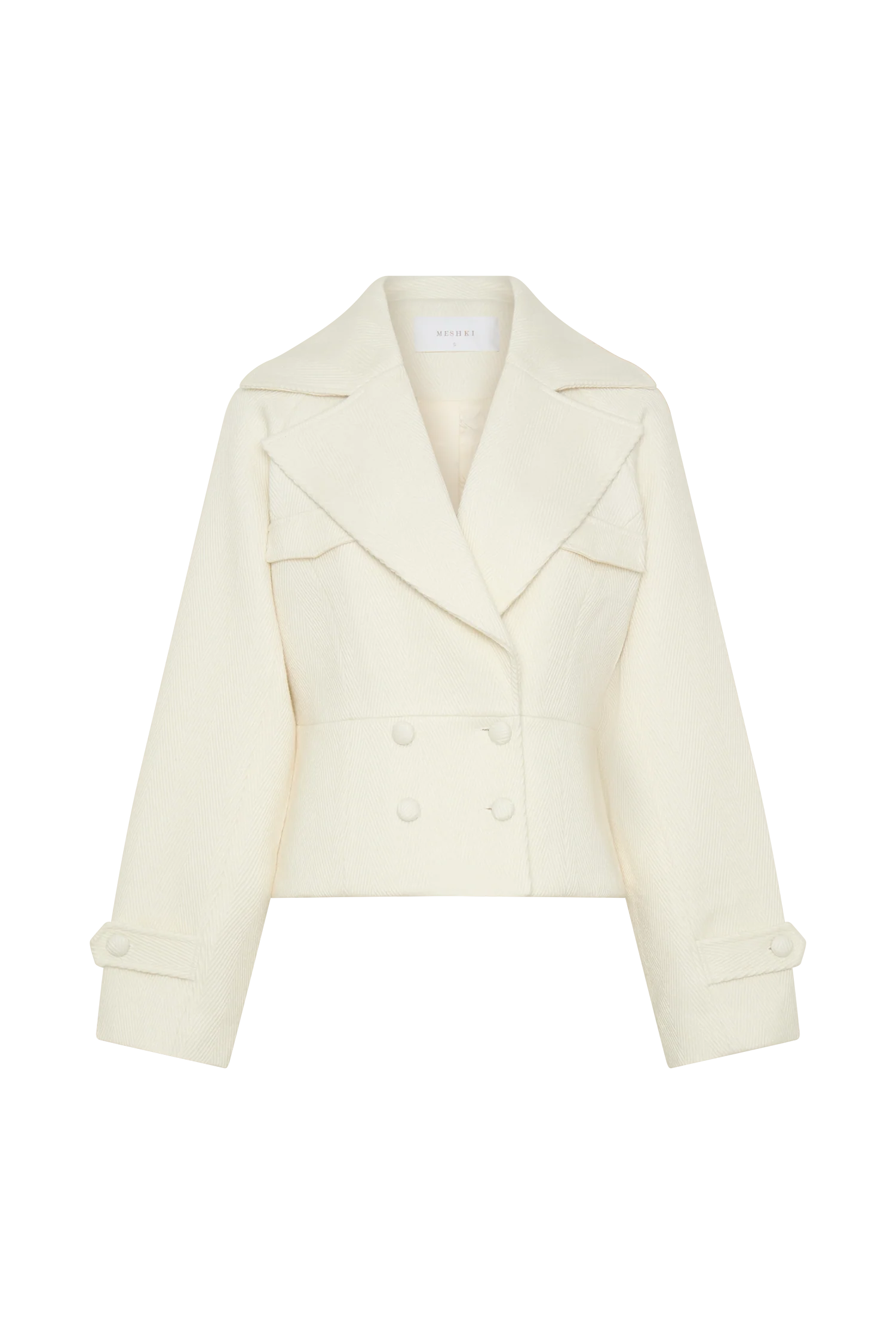Elara Cropped Collared Jacket - Ivory