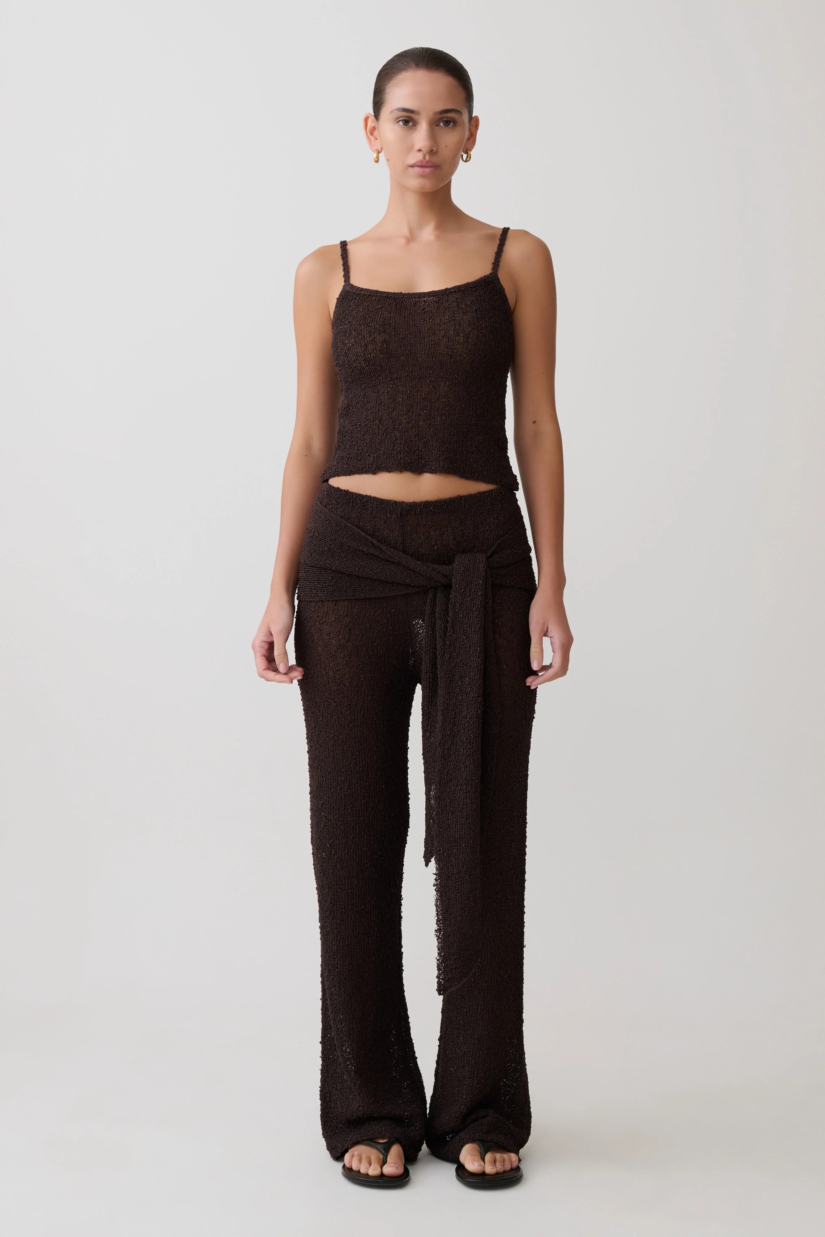 Mattais Boucle Knit Top - Dark Chocolate