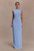 Galilea Crepe Draped Maxi Dress - Cornflower Blue