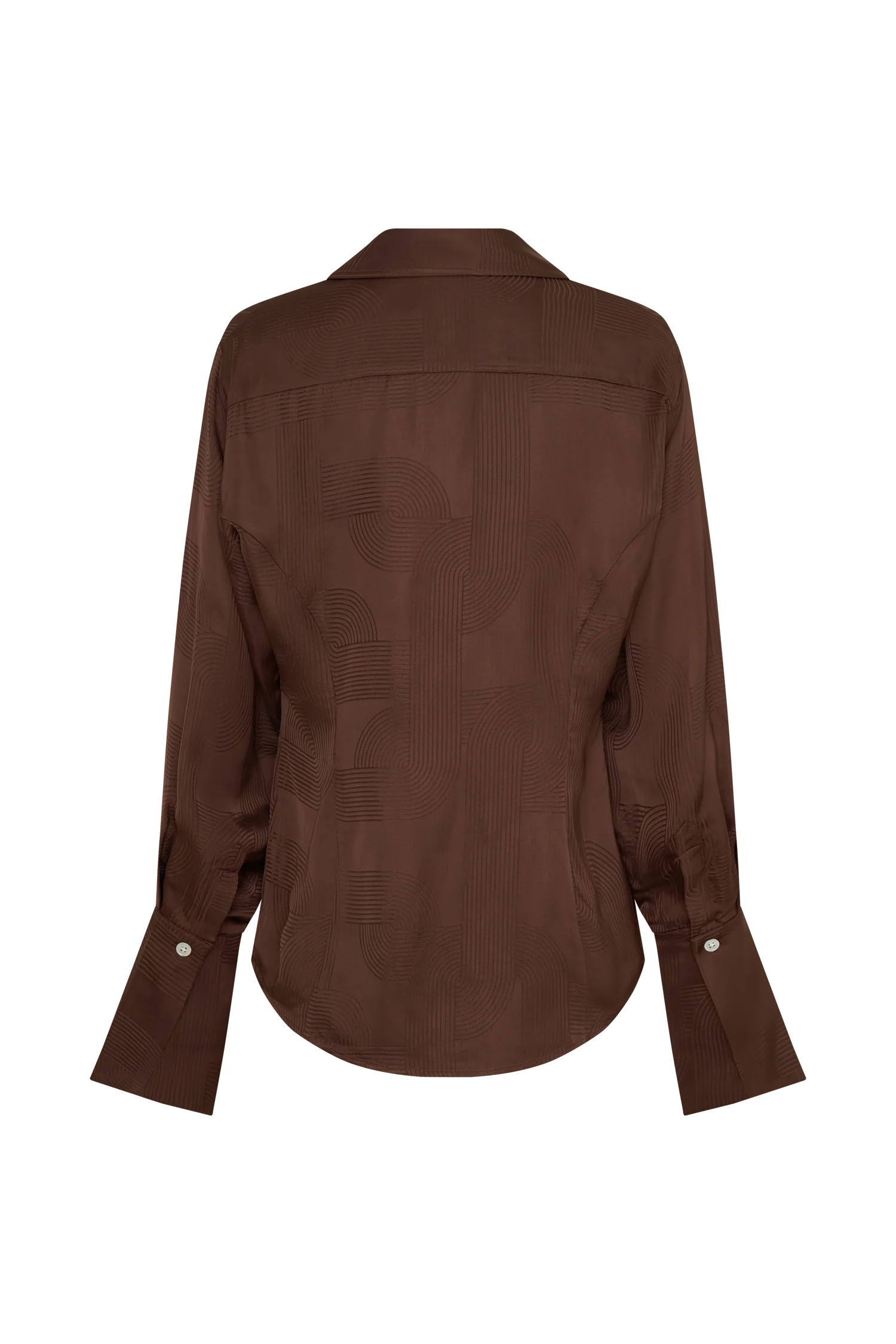 Gia Long Sleeve Satin Shirt - Chocolate
