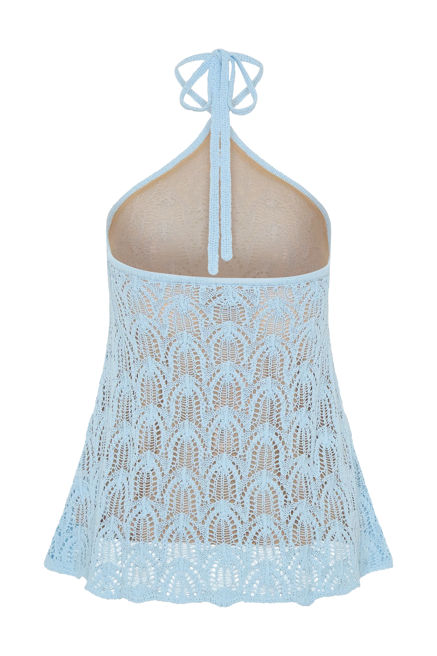 Corey Crochet Halter Neck Top - Light Blue