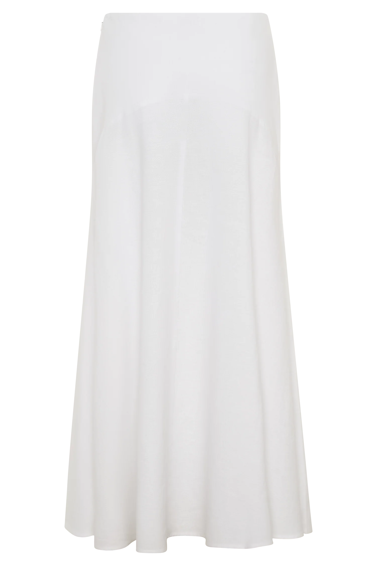 Selma Curved Waist Midi Skirt - White