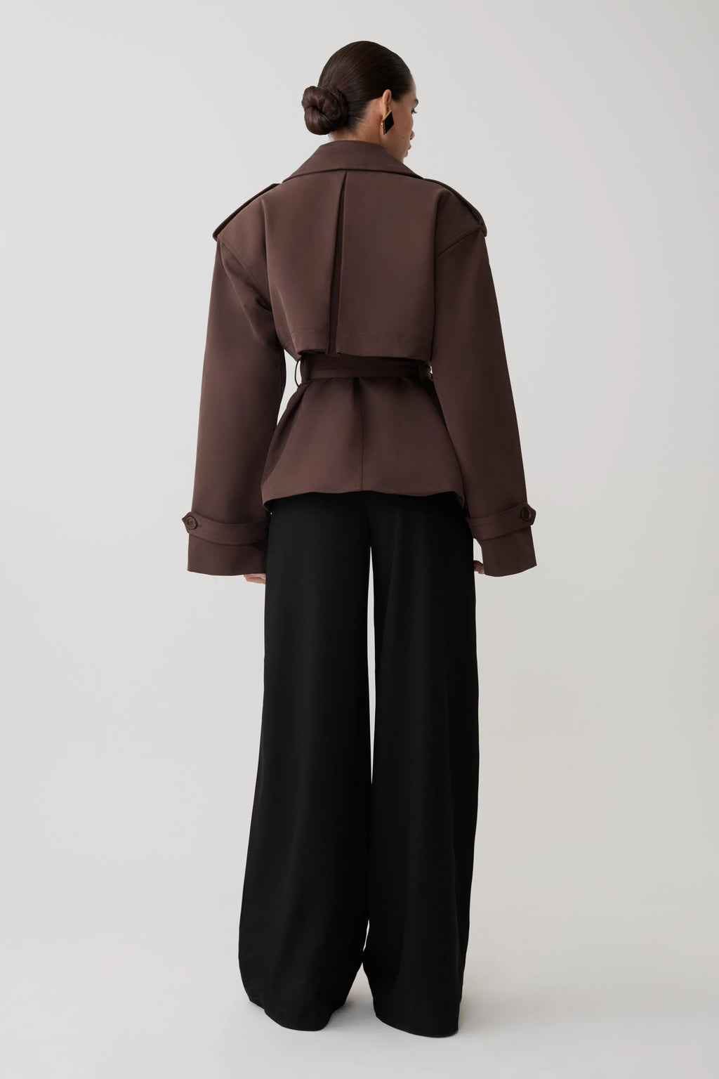Alden Short Trench Jacket - Chocolate