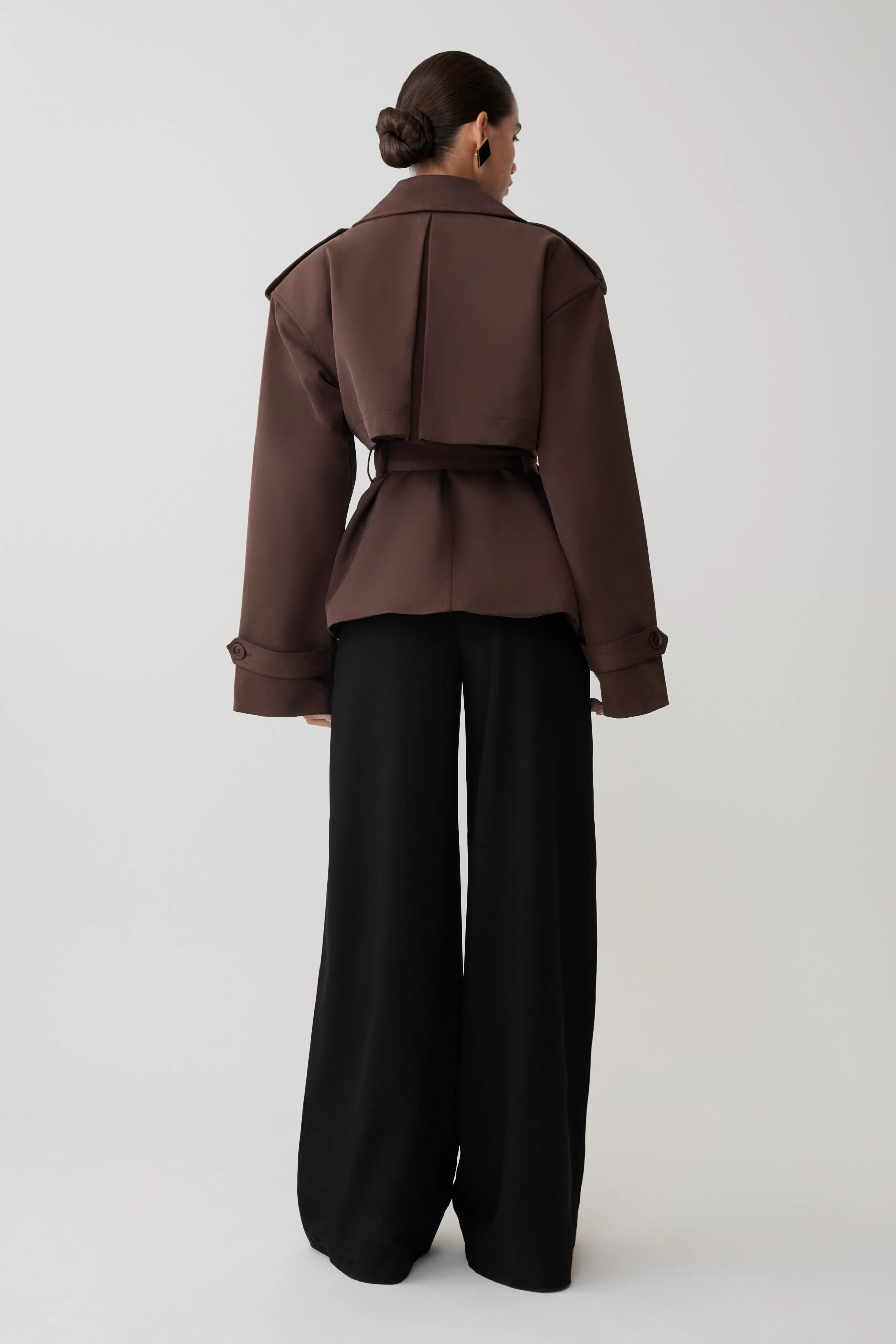 Alden Short Trench Jacket - Chocolate