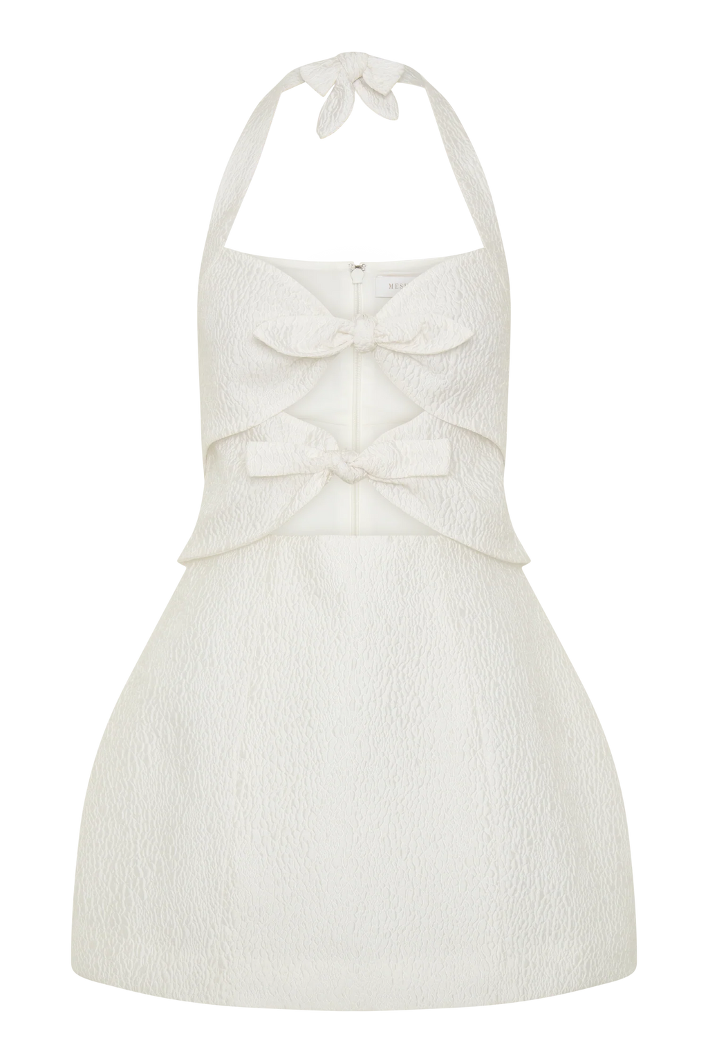 Ella Bow Detail Halter Mini Dress - White