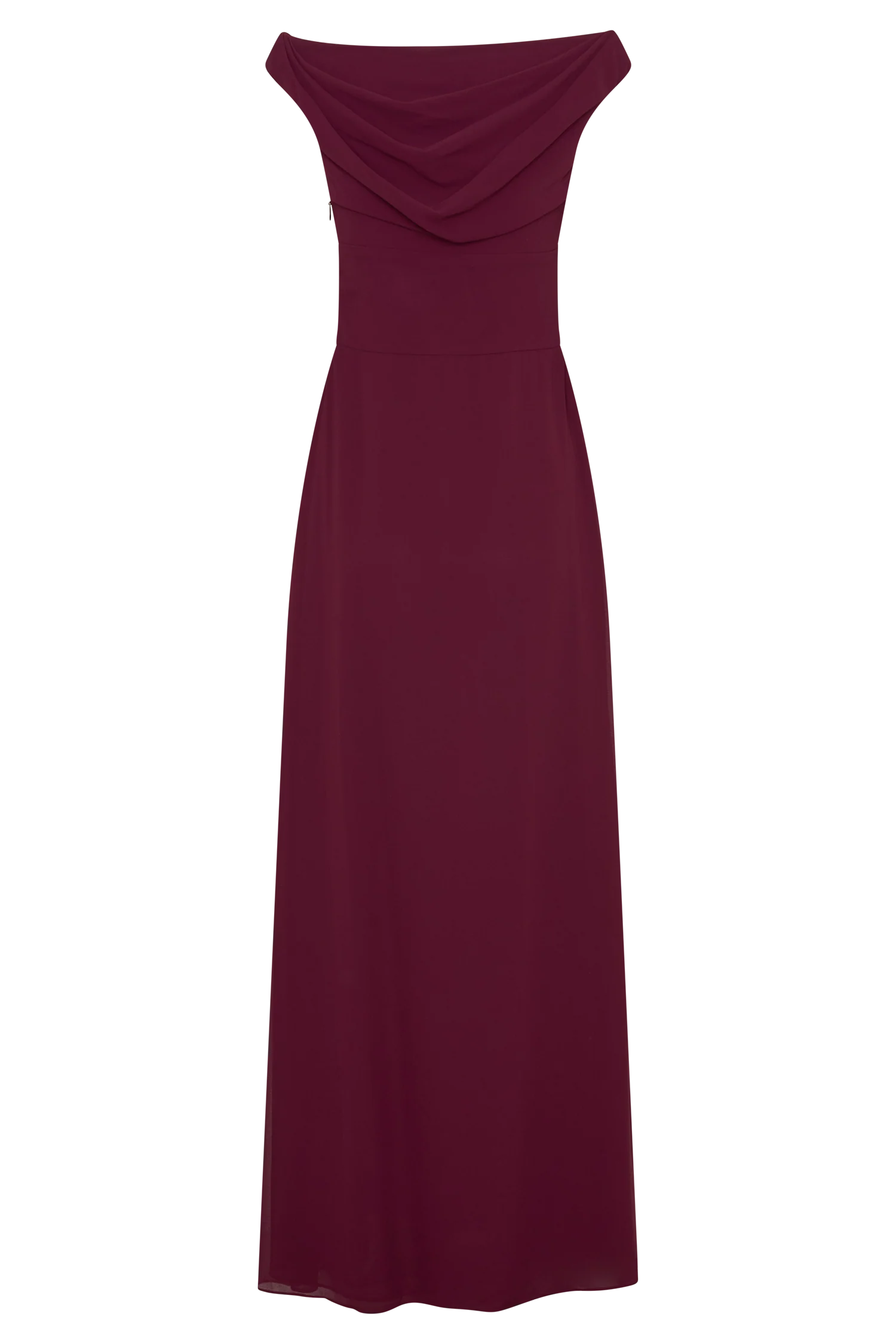 Mabel Off Shoulder Chiffon Maxi Dress - Merlot