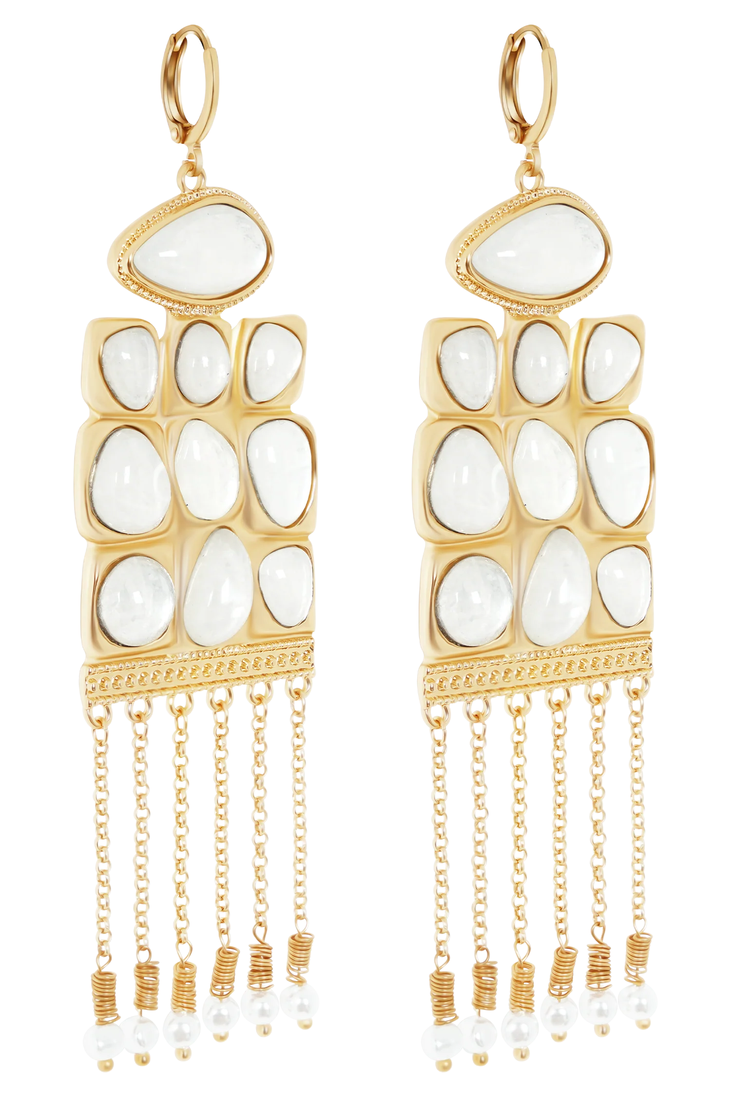 Annika Horizontal Resin Drop Earrings - Gold
