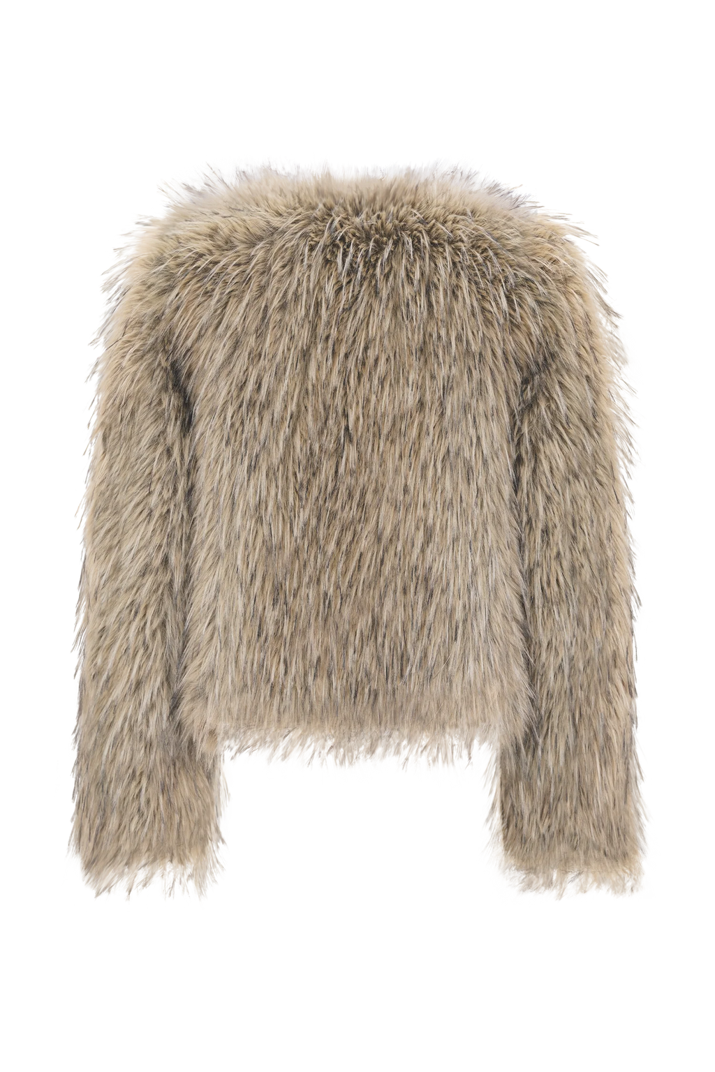 Ottie Mongolian Faux Fur Cropped Jacket - Brown Multi