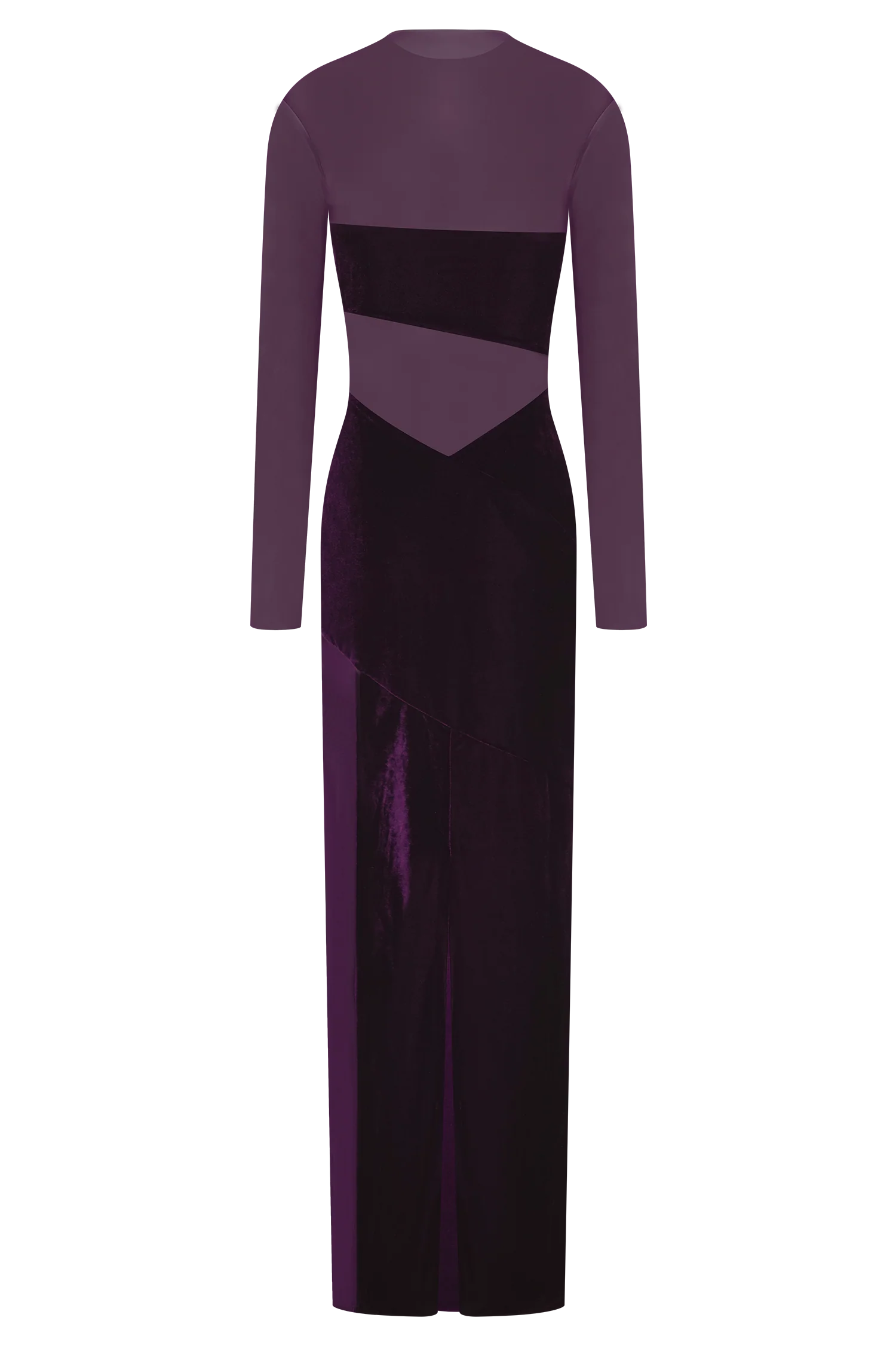 Davina Velvet And Mesh Maxi Dress - Purple