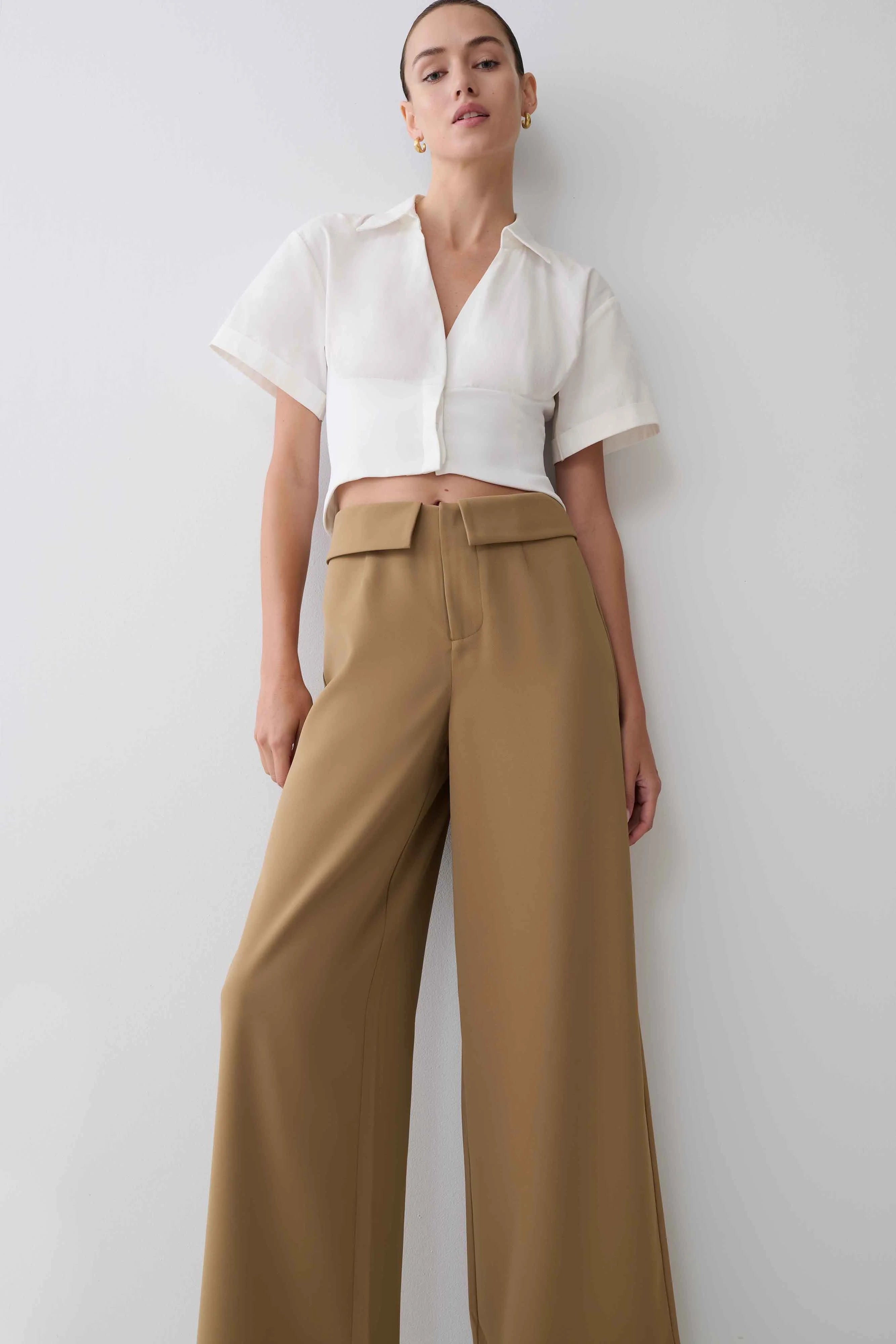 Tanya Wide Leg Suiting Pants - Camel