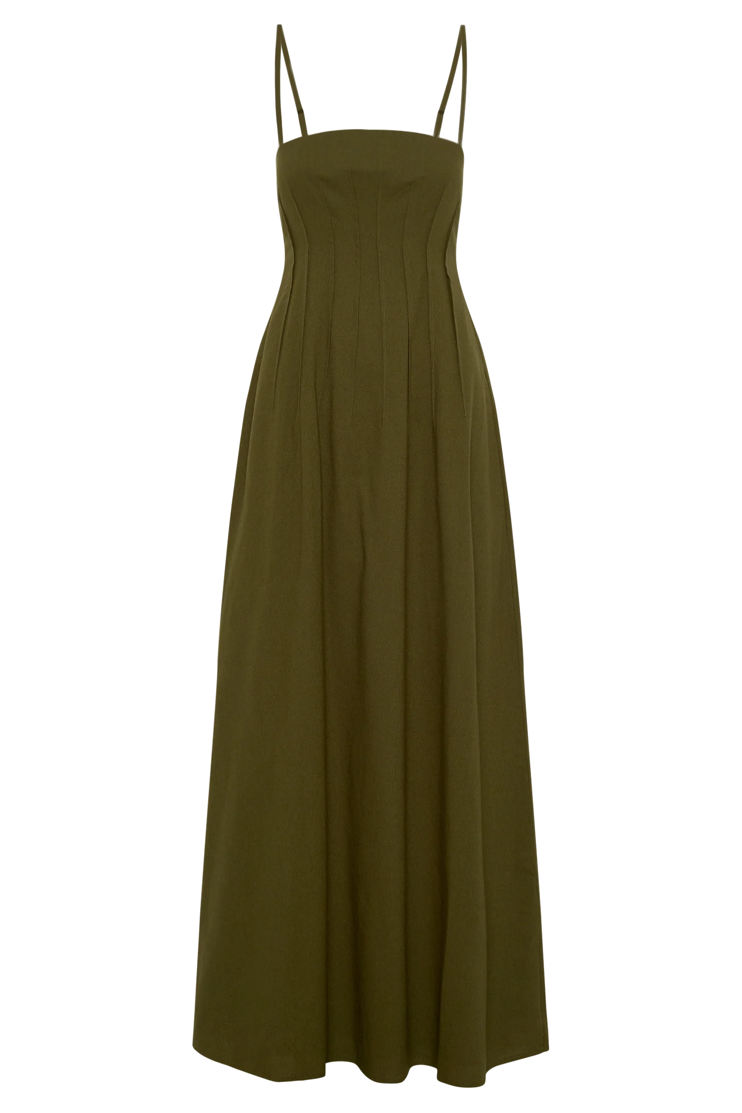 Sofie Pintuck Linen Maxi Dress - Khaki