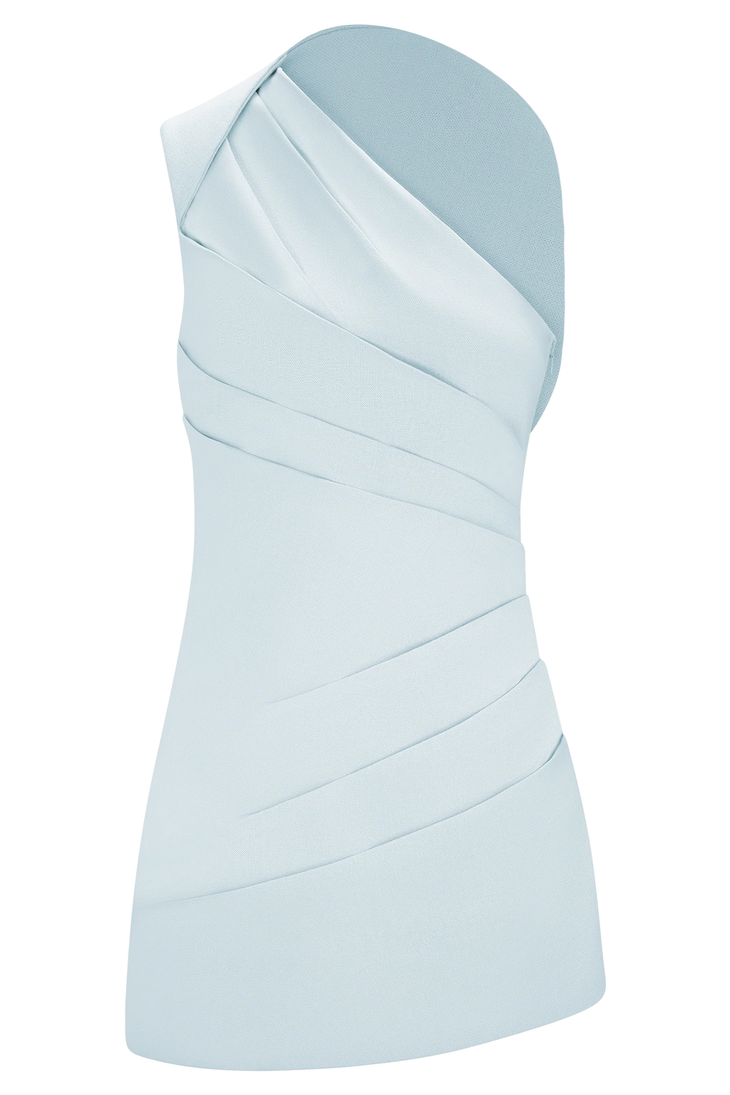 Helena One Shoulder Linen Mini Dress - Powder Blue