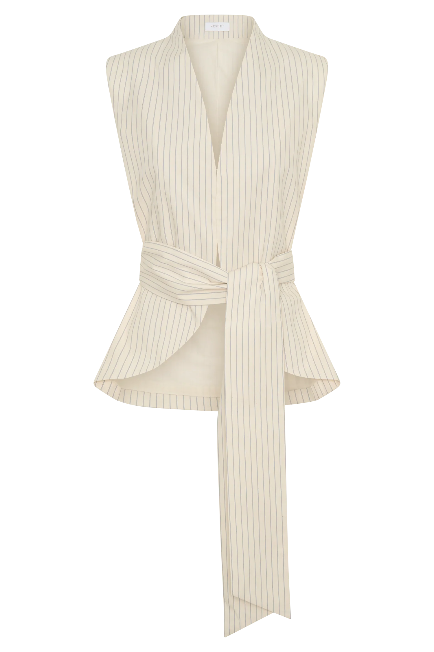 Alina Waist Tie Sleeveless Top - Stripe