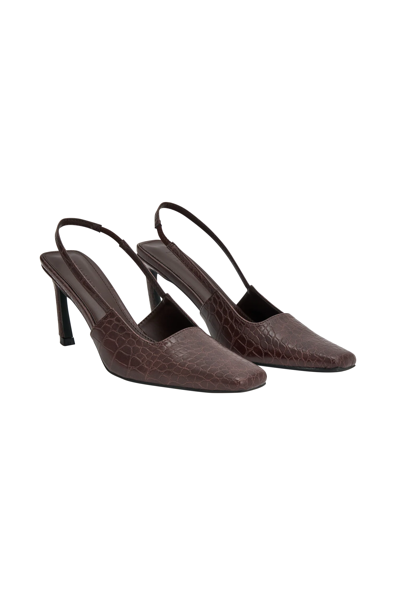 Maren Faux Leather Crocodile Heel - Chocolate