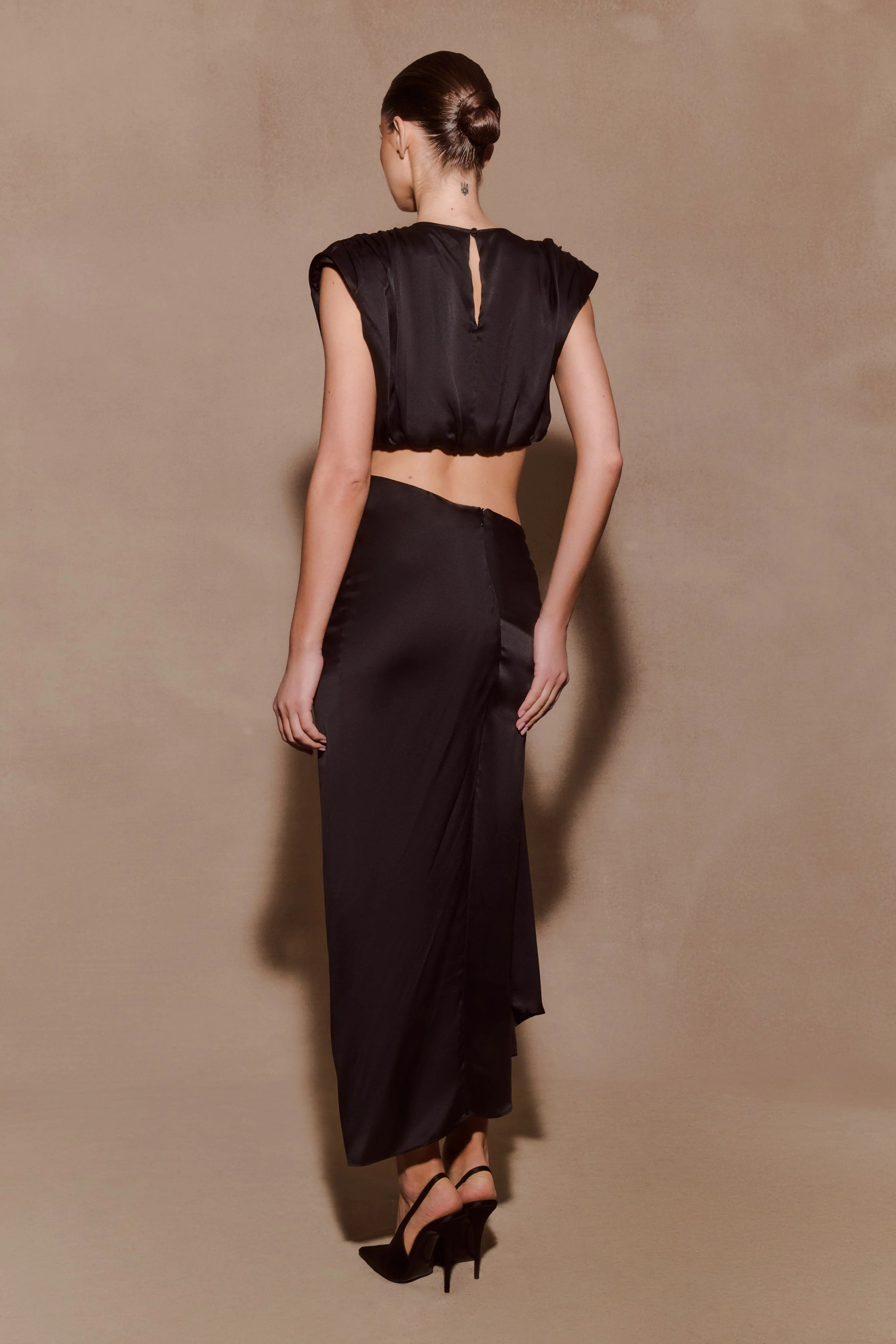 Zendaya Silk Crop Top - Black