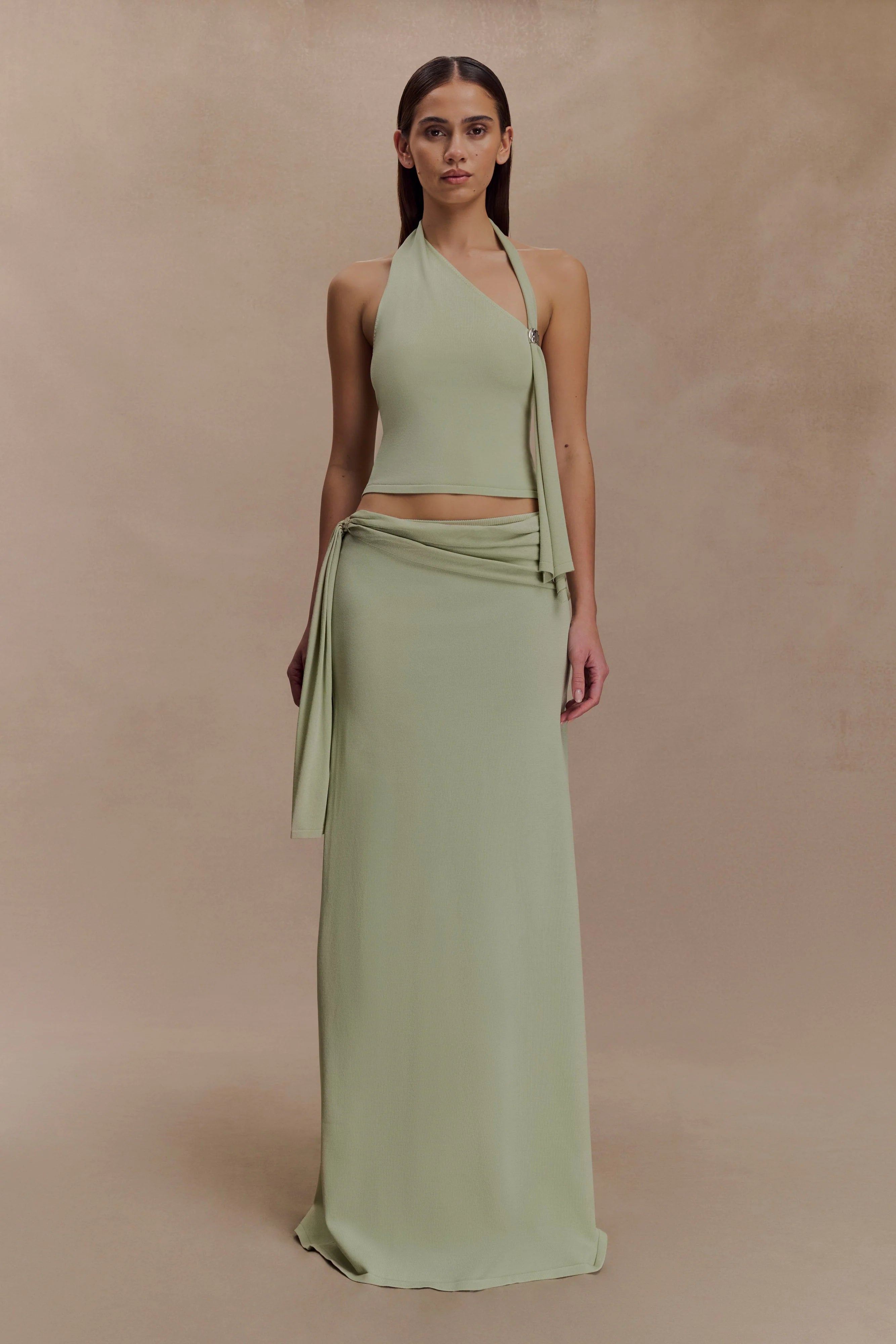 Xanthia Knit Halter Top - Pastel Green