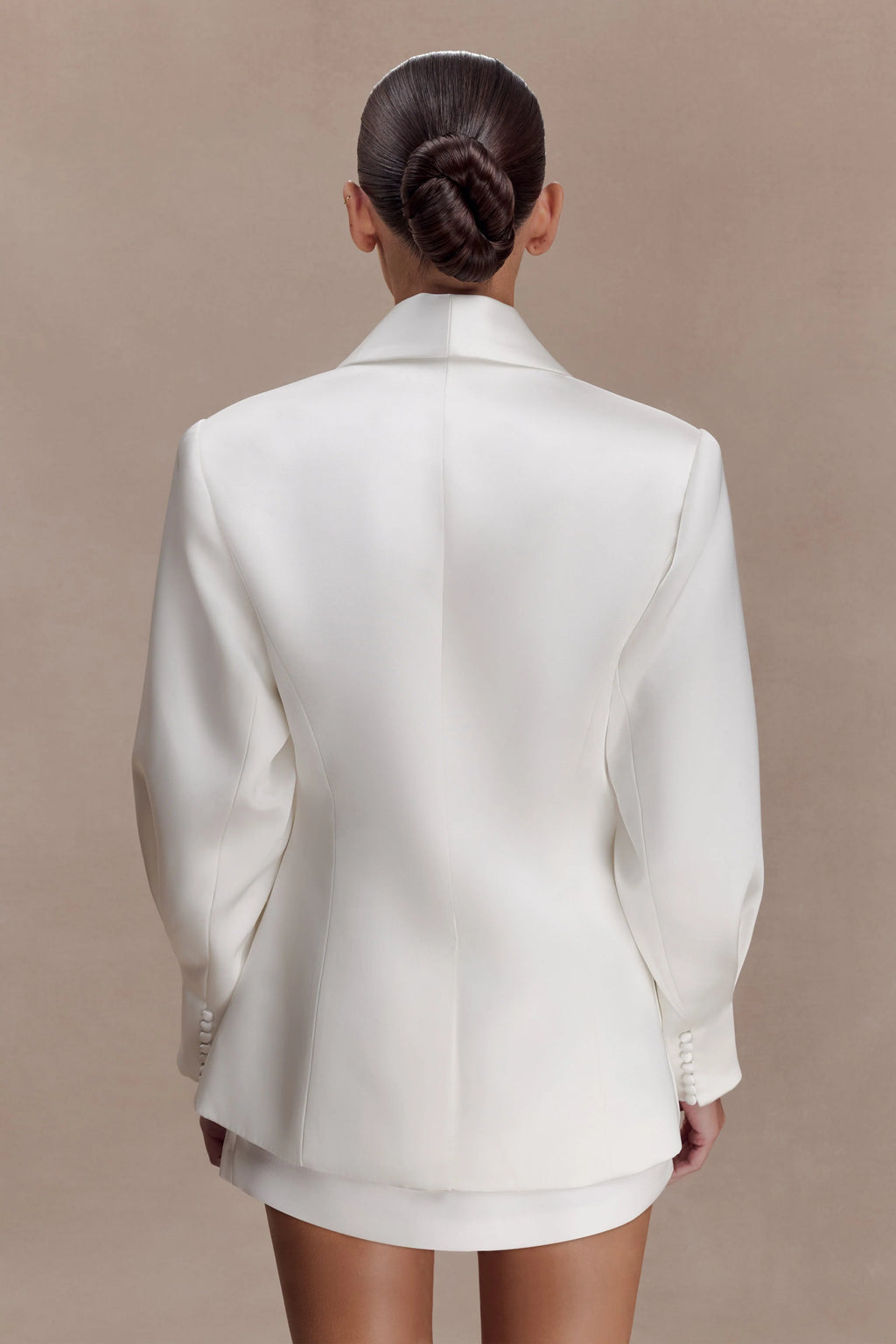 Kylie Oversized Satin Blazer - Ivory