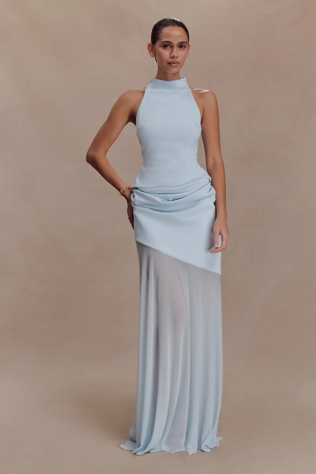 Portia Scuba Sleeveless Top - Pale Blue
