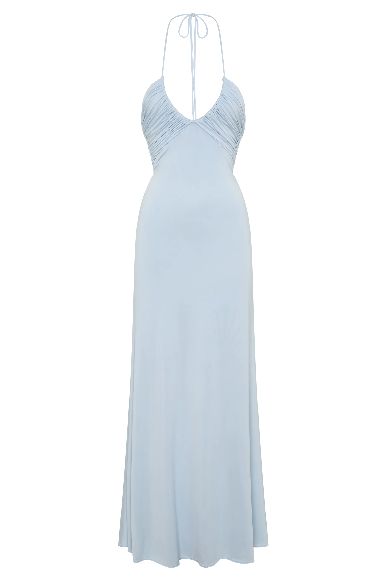 Maely Gathered Slinky Maxi Dress - Pale Blue