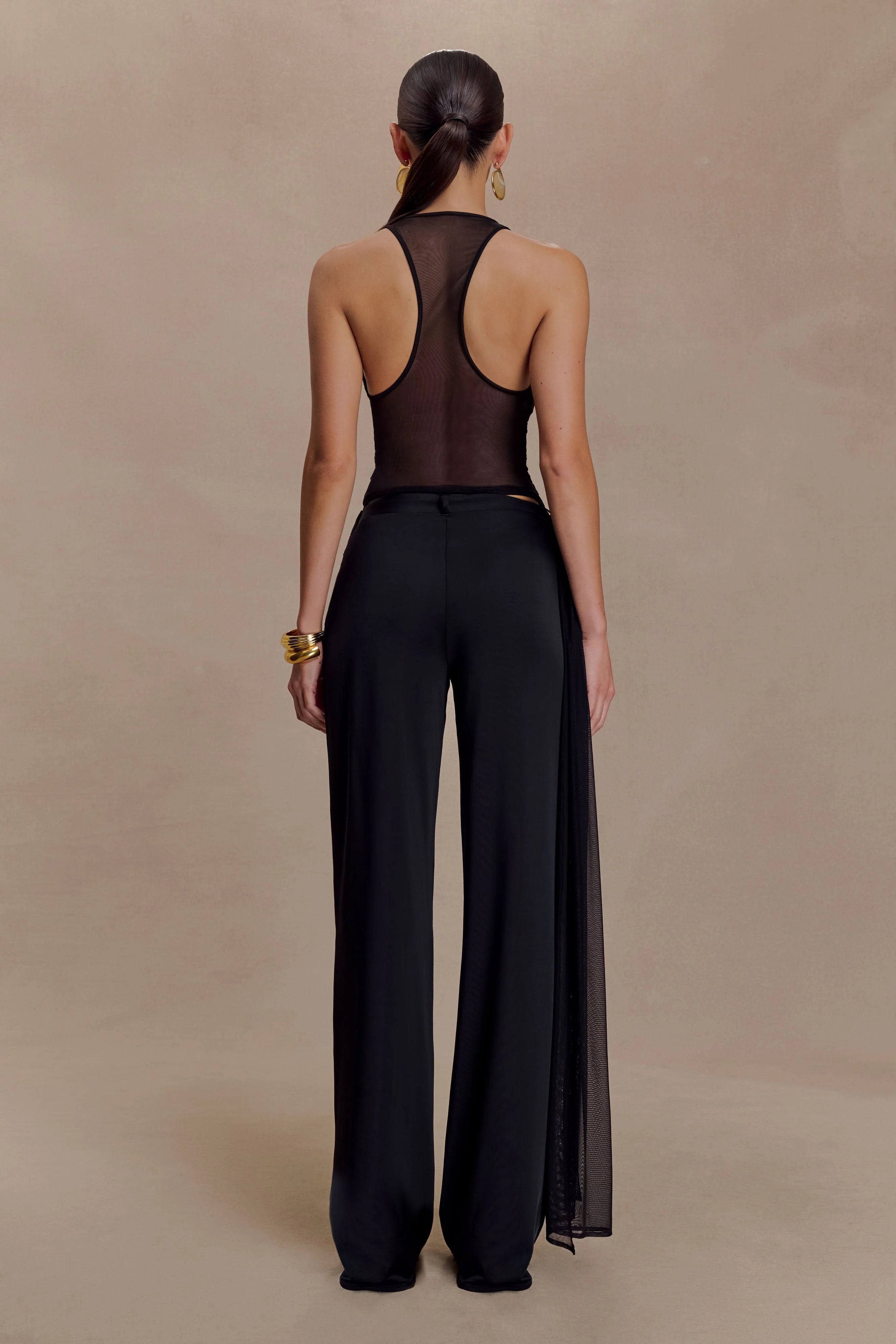 Aspyn Slinky And Mesh Top - Black