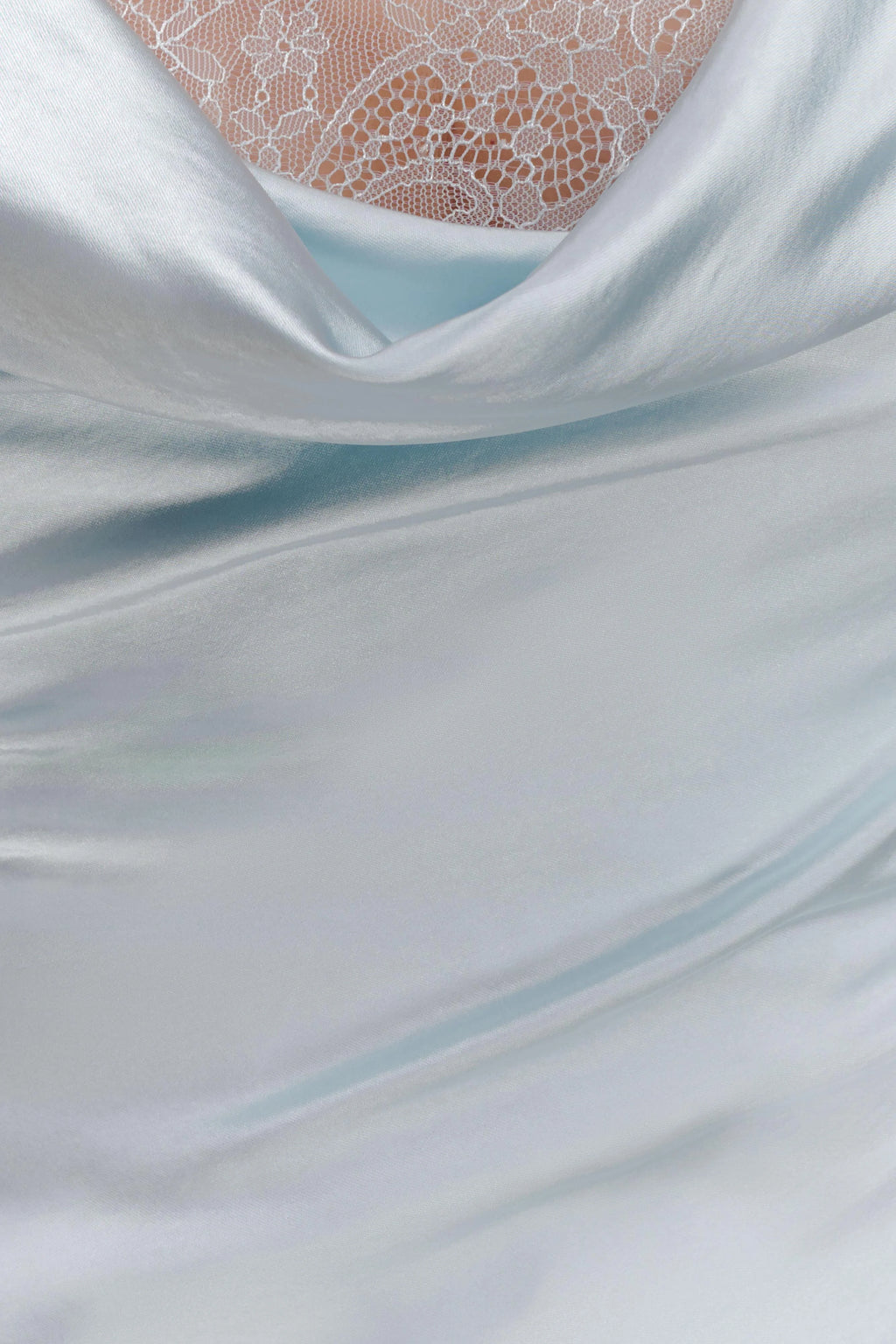 Ashley Cowl Neck Lace And Satin Maxi Dress - Ice Blue